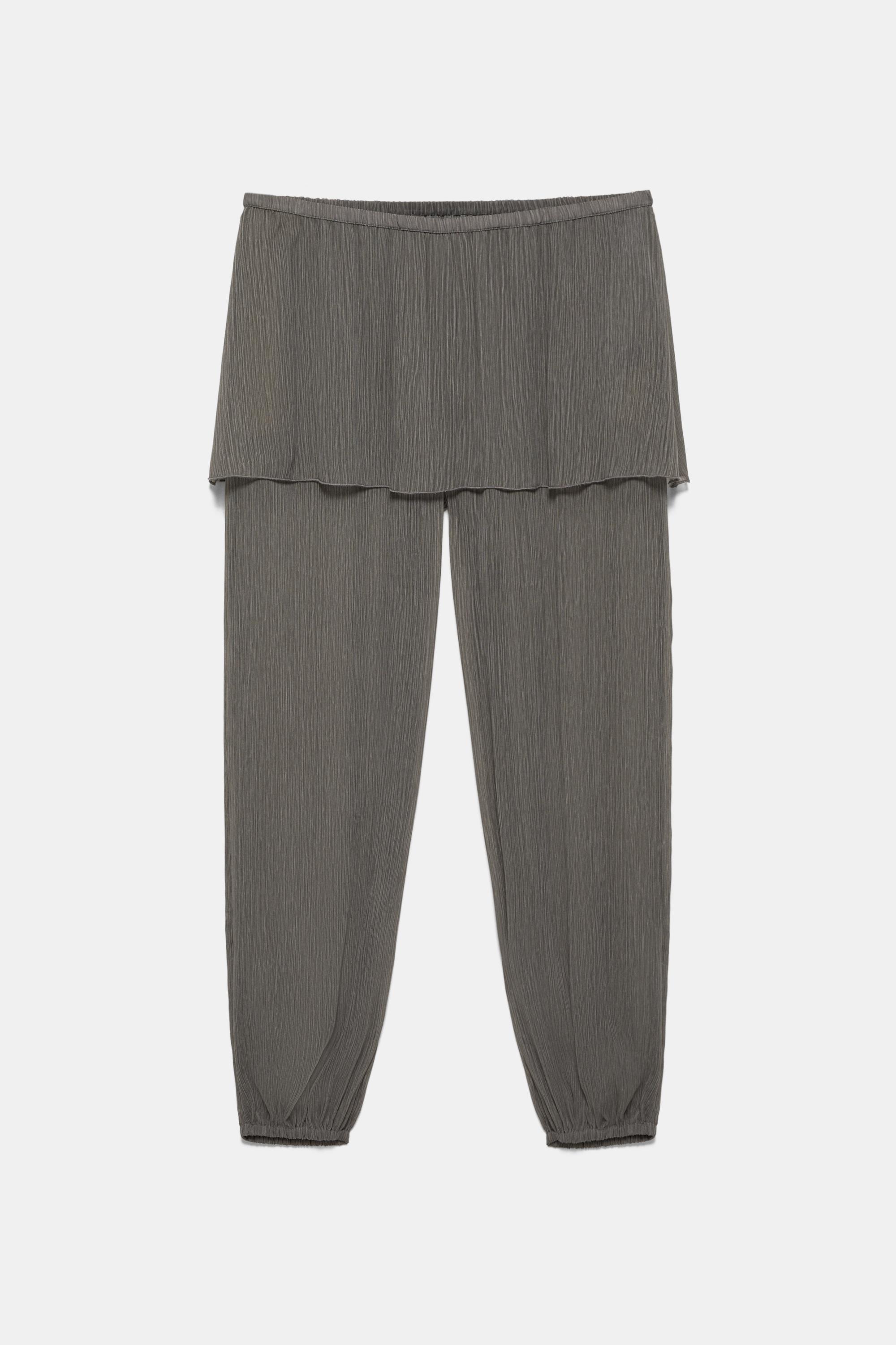 Sarouel trousers with skirt detail — Grey marl