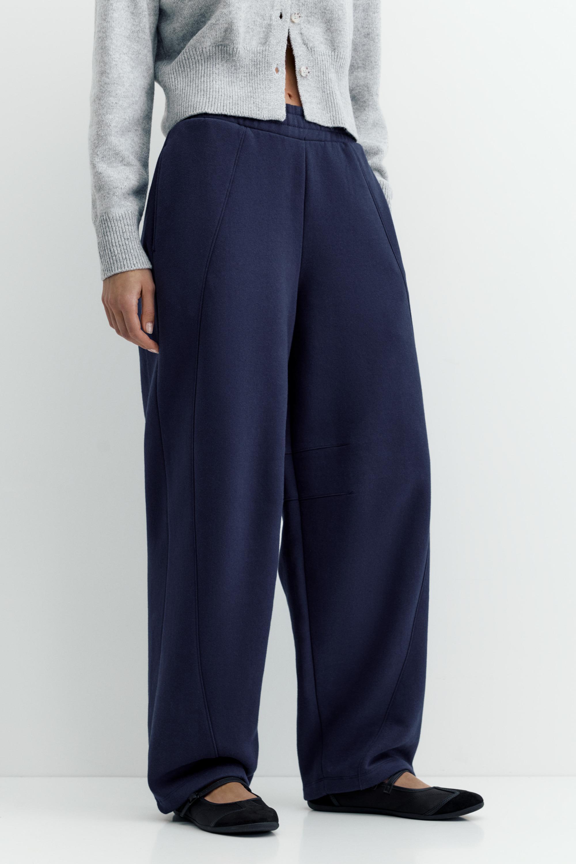 Barrel fit tracksuit trousers — Navy