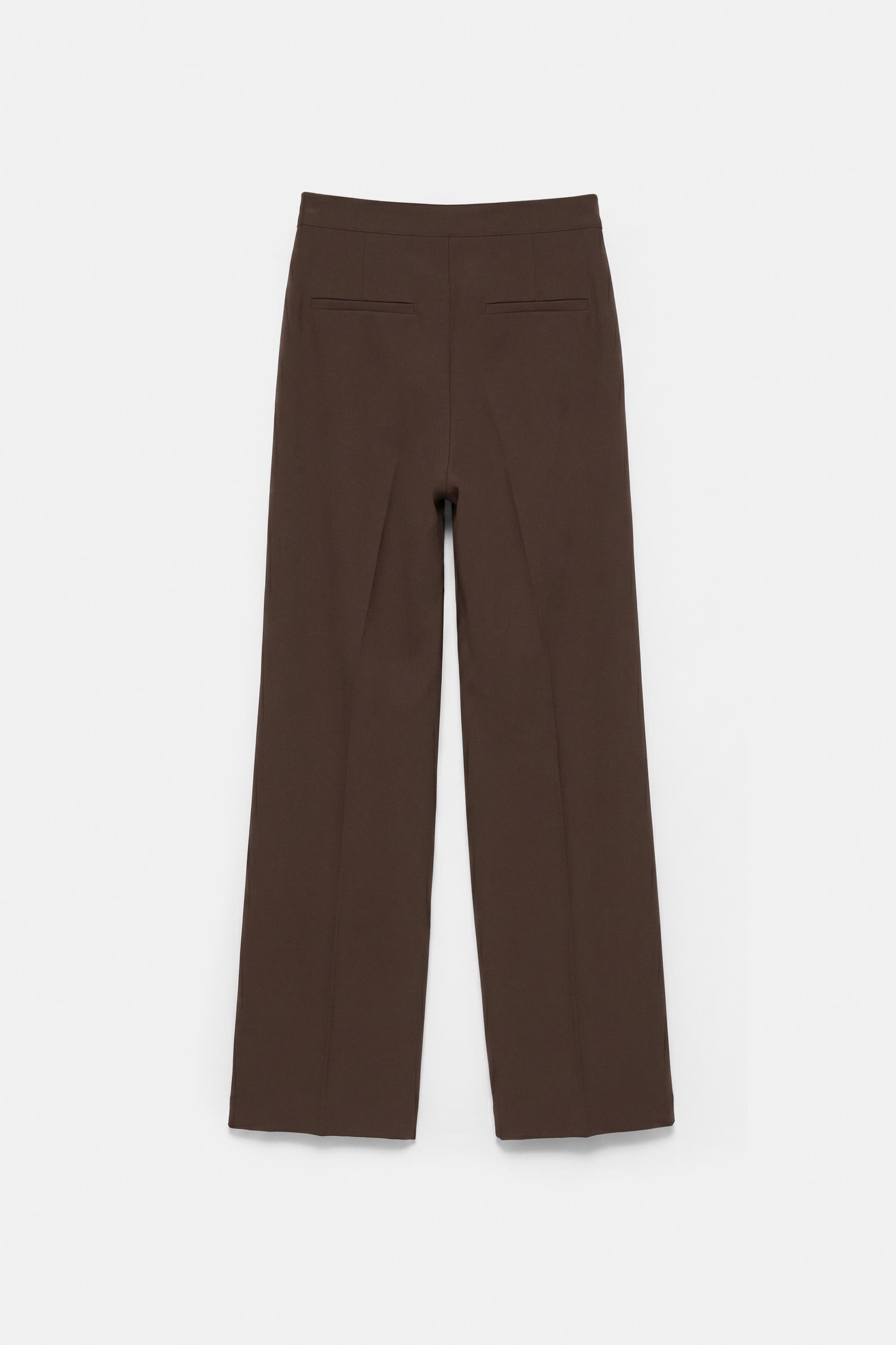 Straight-leg darted trousers — Brown