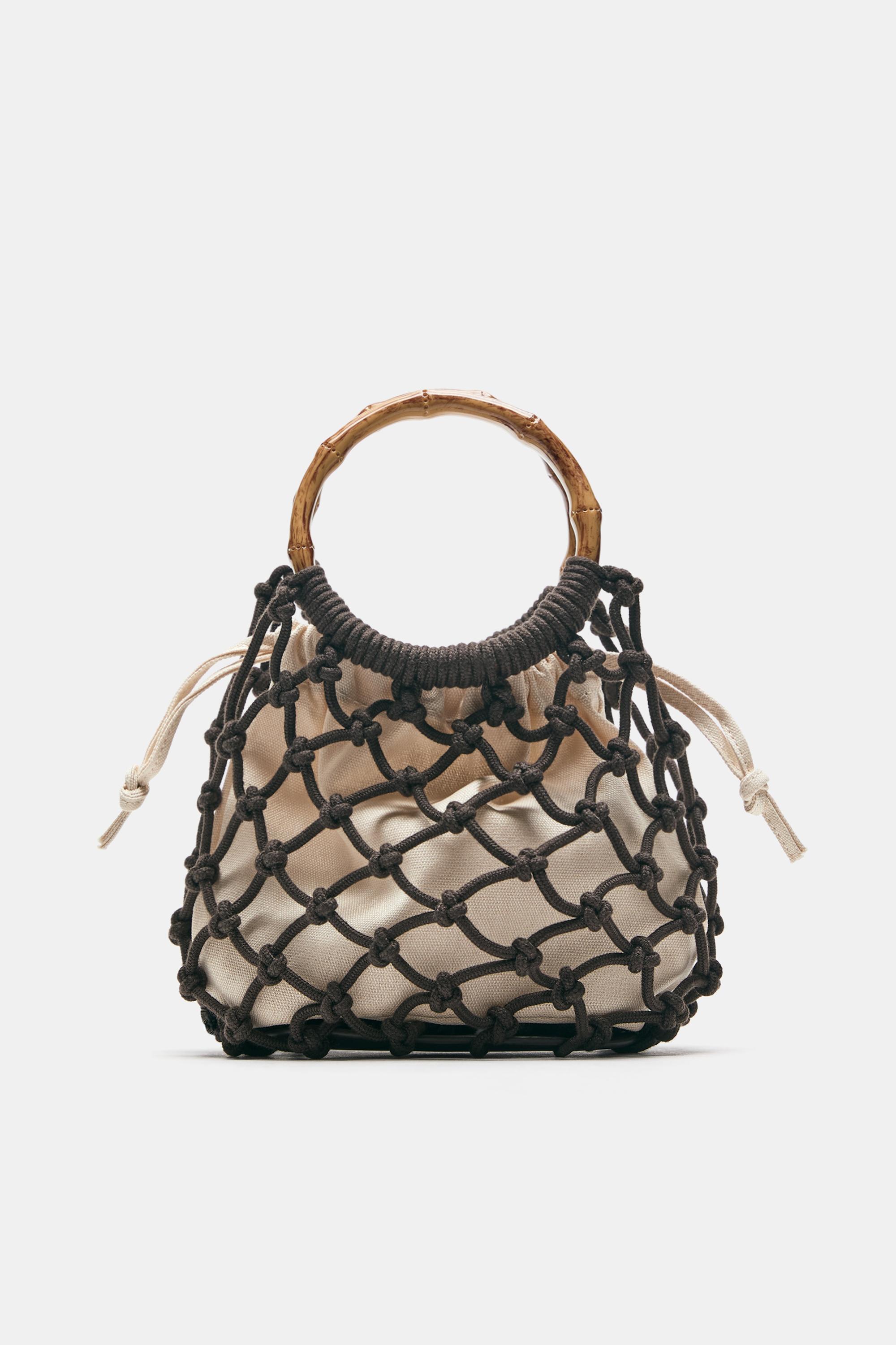 Mesh handbag — Brown