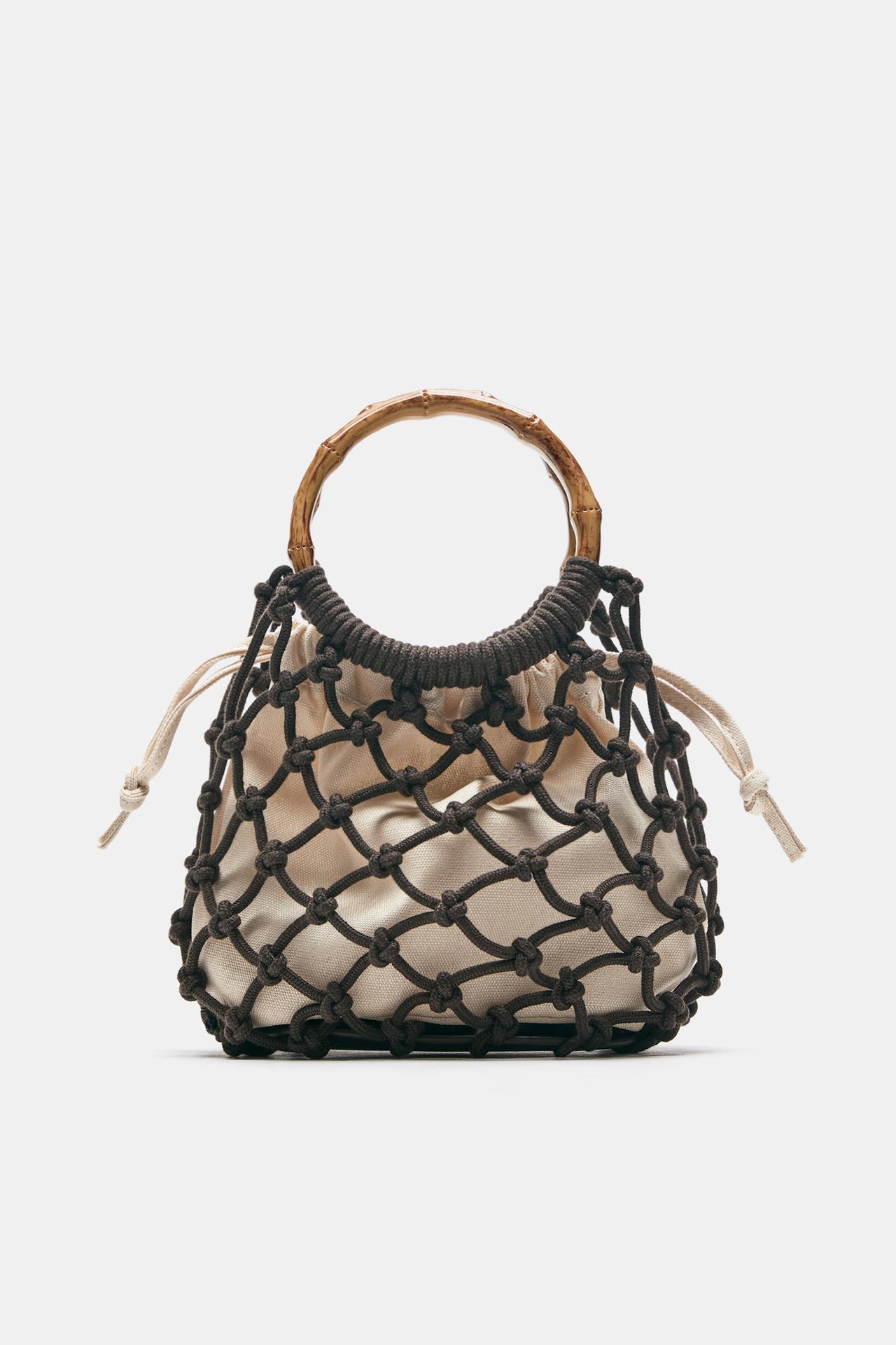Mesh handbag — Brown