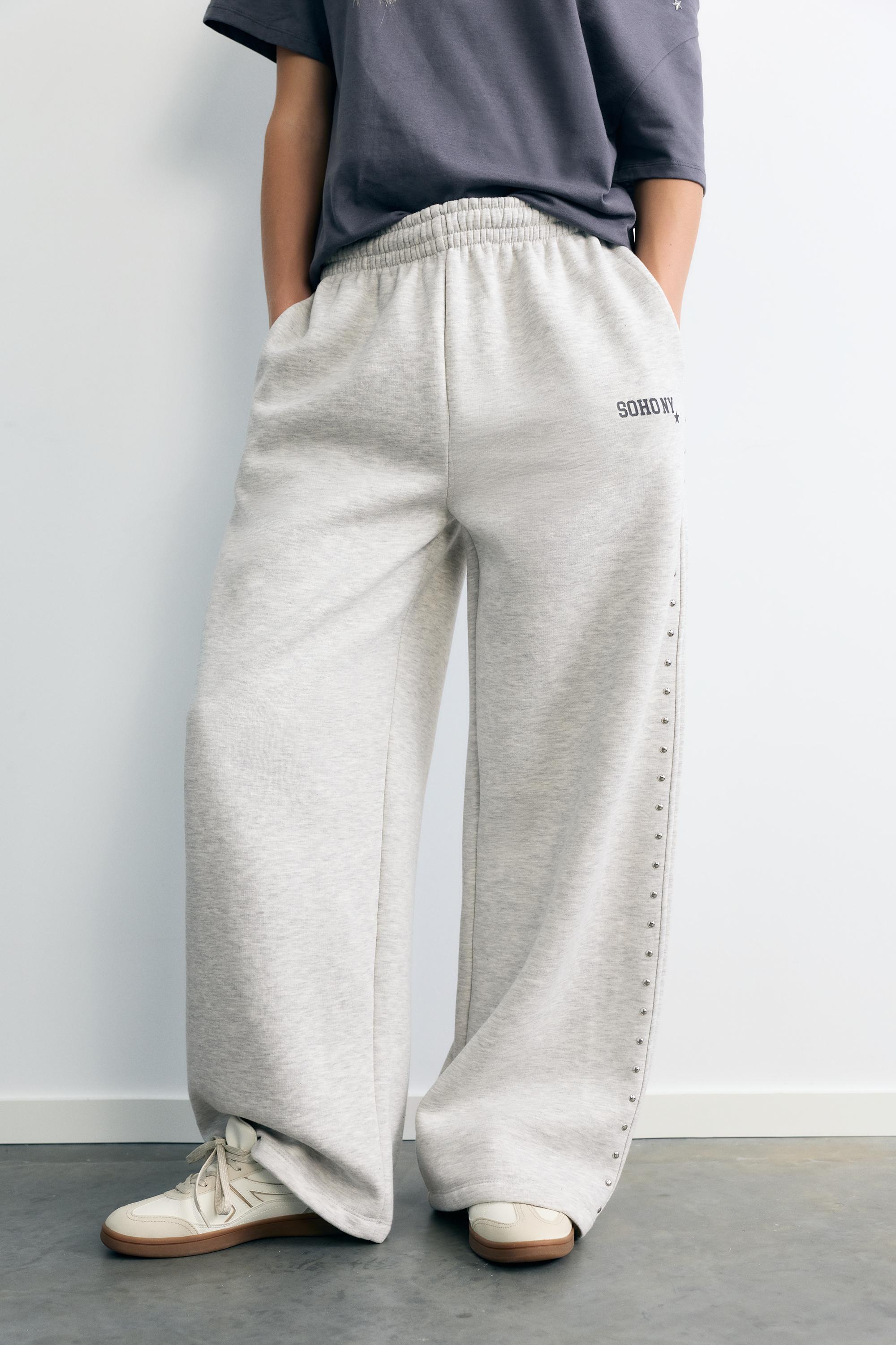 Studded joggers — Grey marl