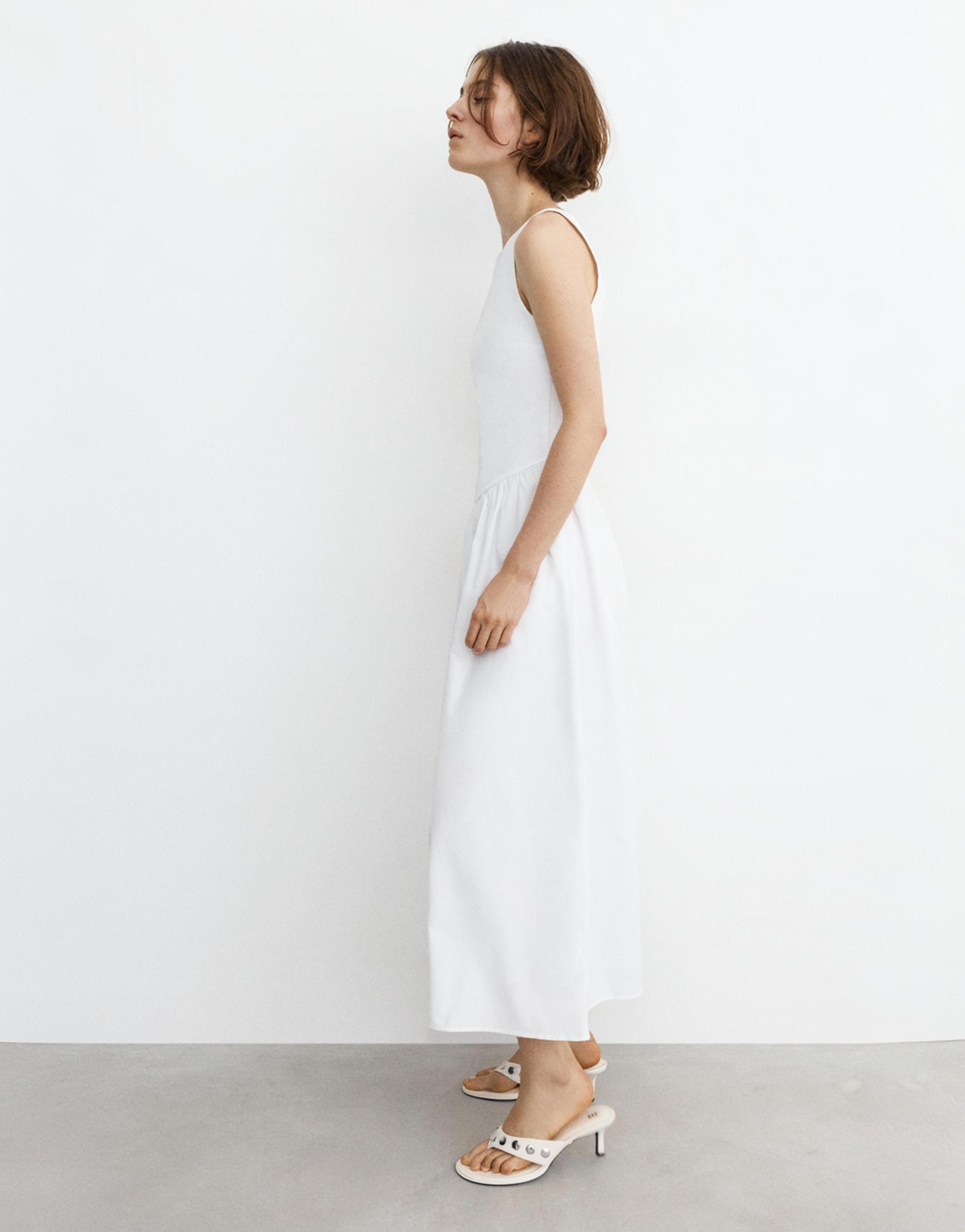 Poplin midi dress — White