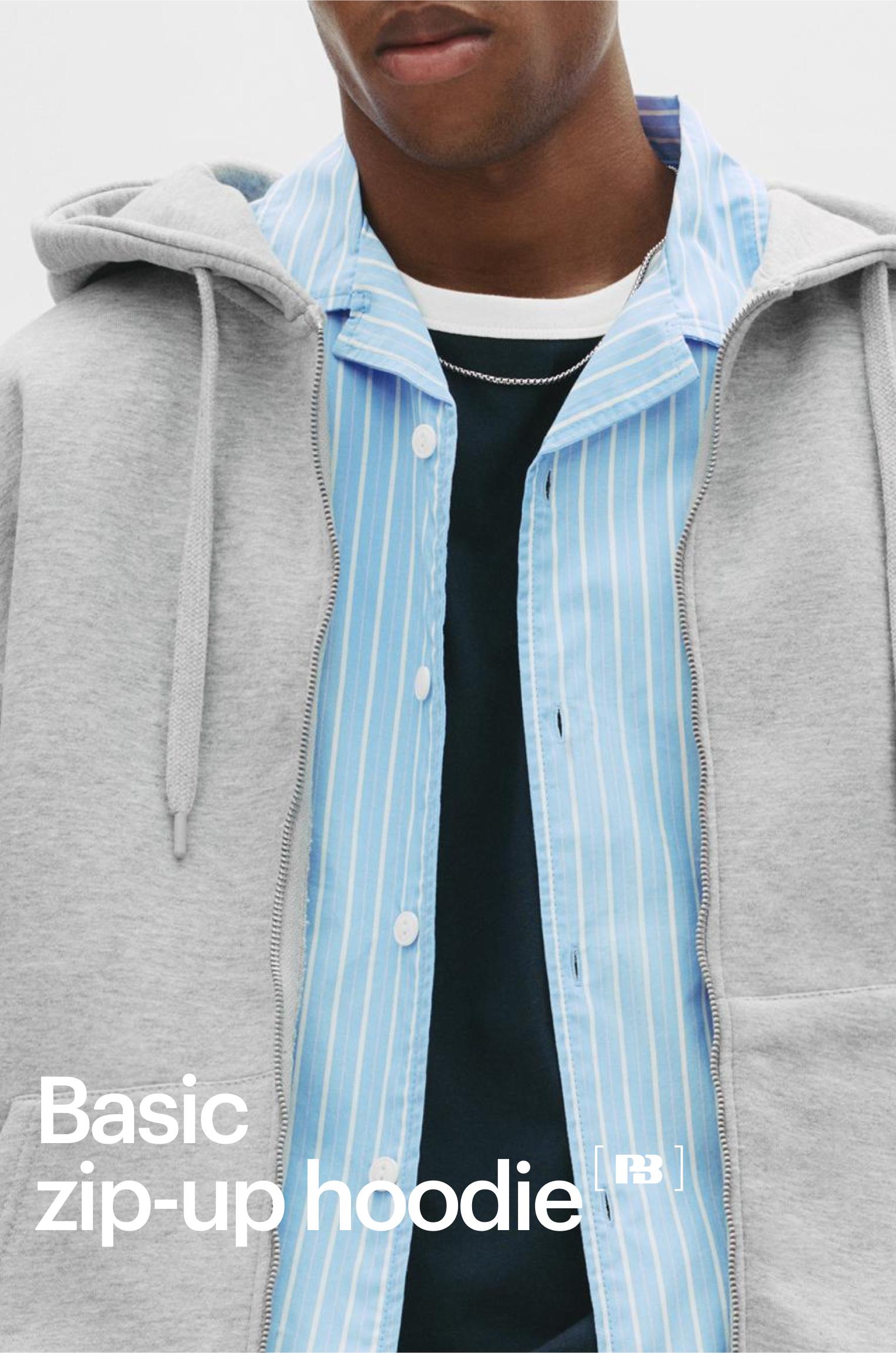 Basic kapüşonlu fermuarlı sweatshirt - Görsel 5