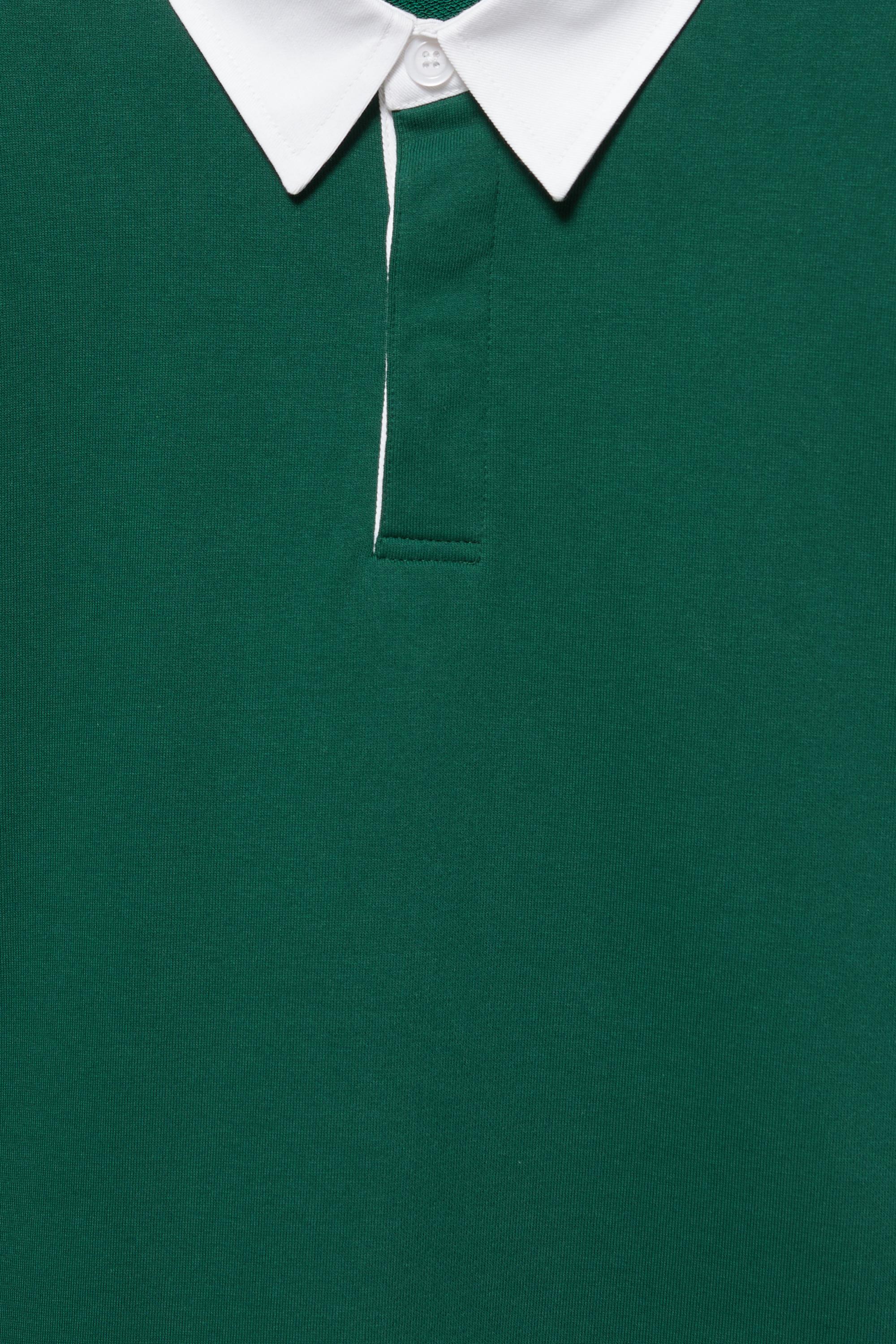 Long sleeve striped polo shirt — Green