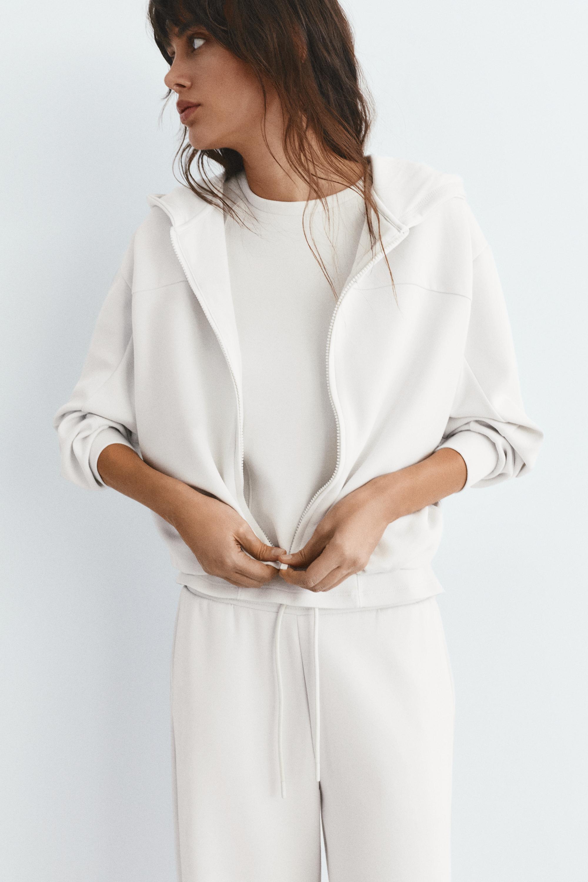Soft touch hooded sweatshirt — Ecru