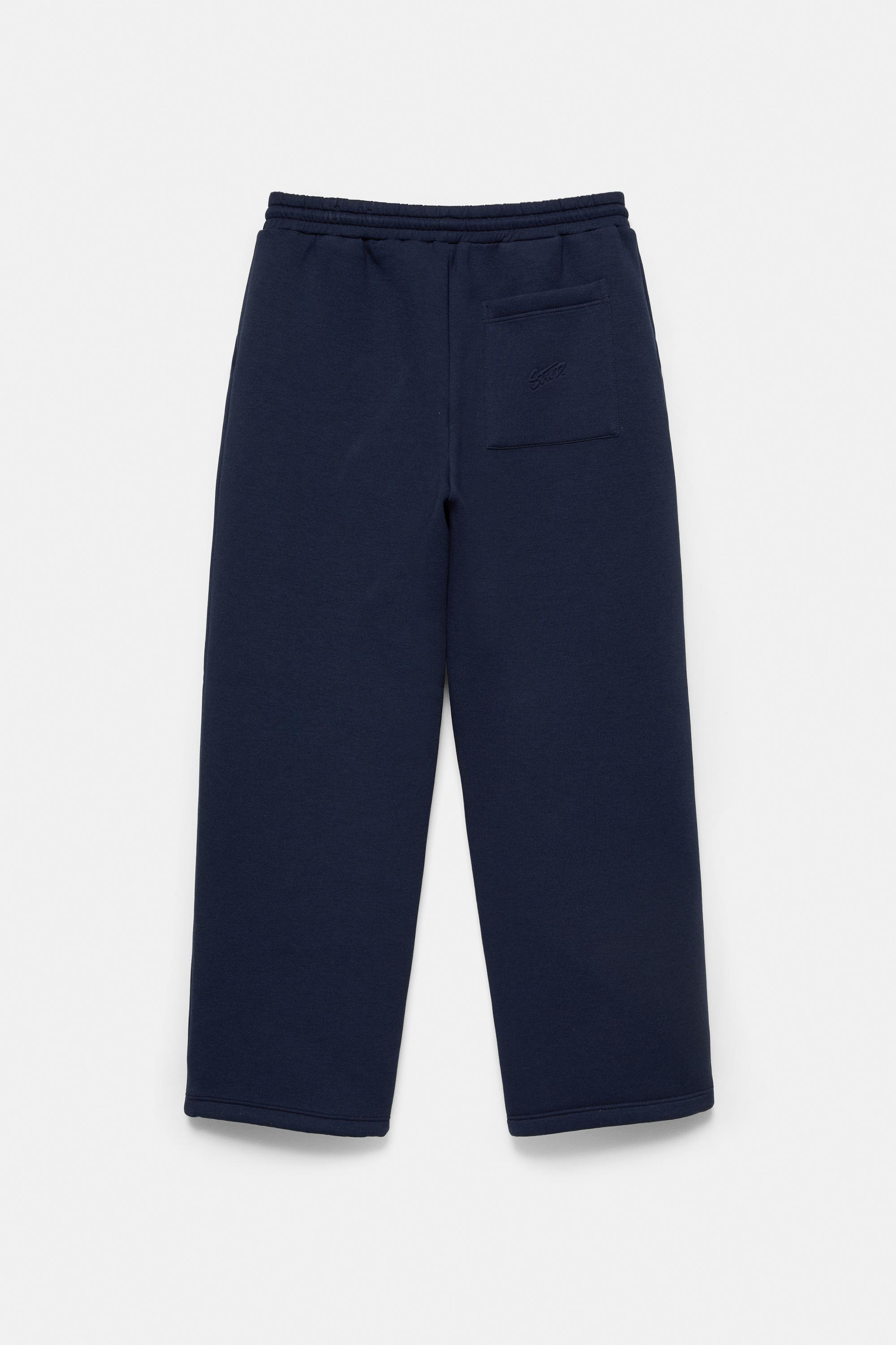 Neoprene-effect baggy trousers — Navy