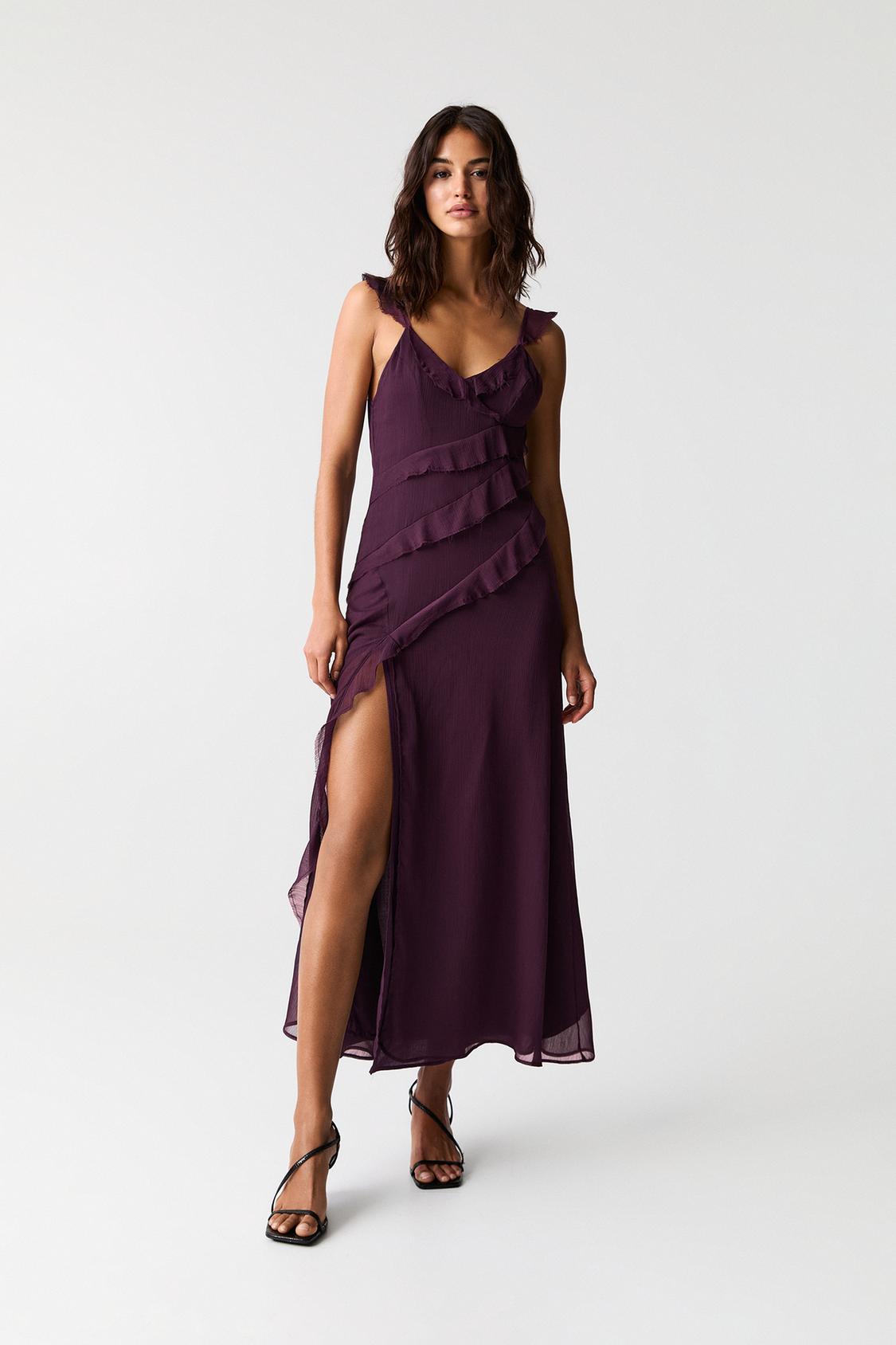 Vestido Morado Vestido Violeta Pull And Bear Pullandbear Vestido