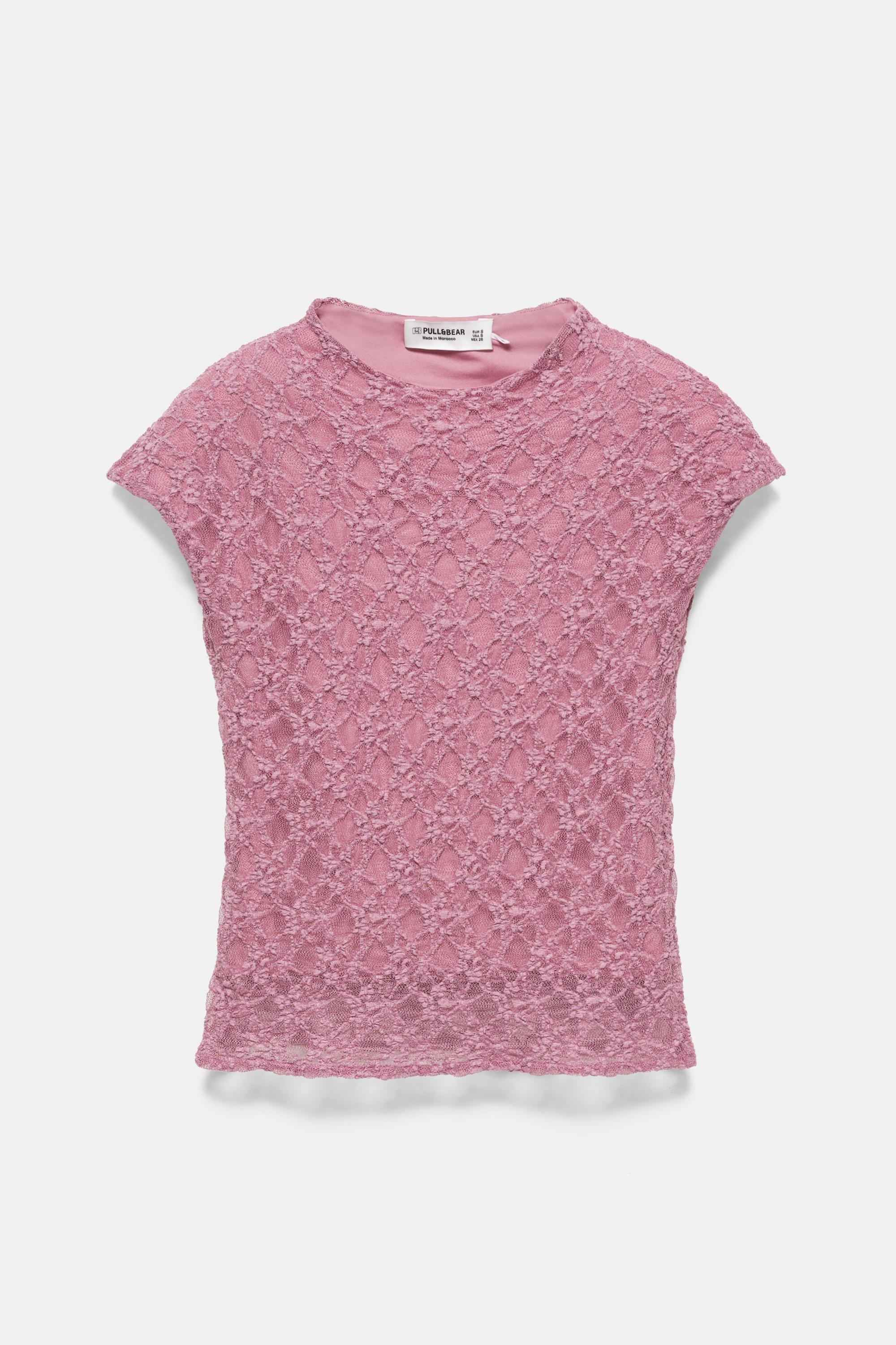 Fitted lace T-shirt — Powder mauve