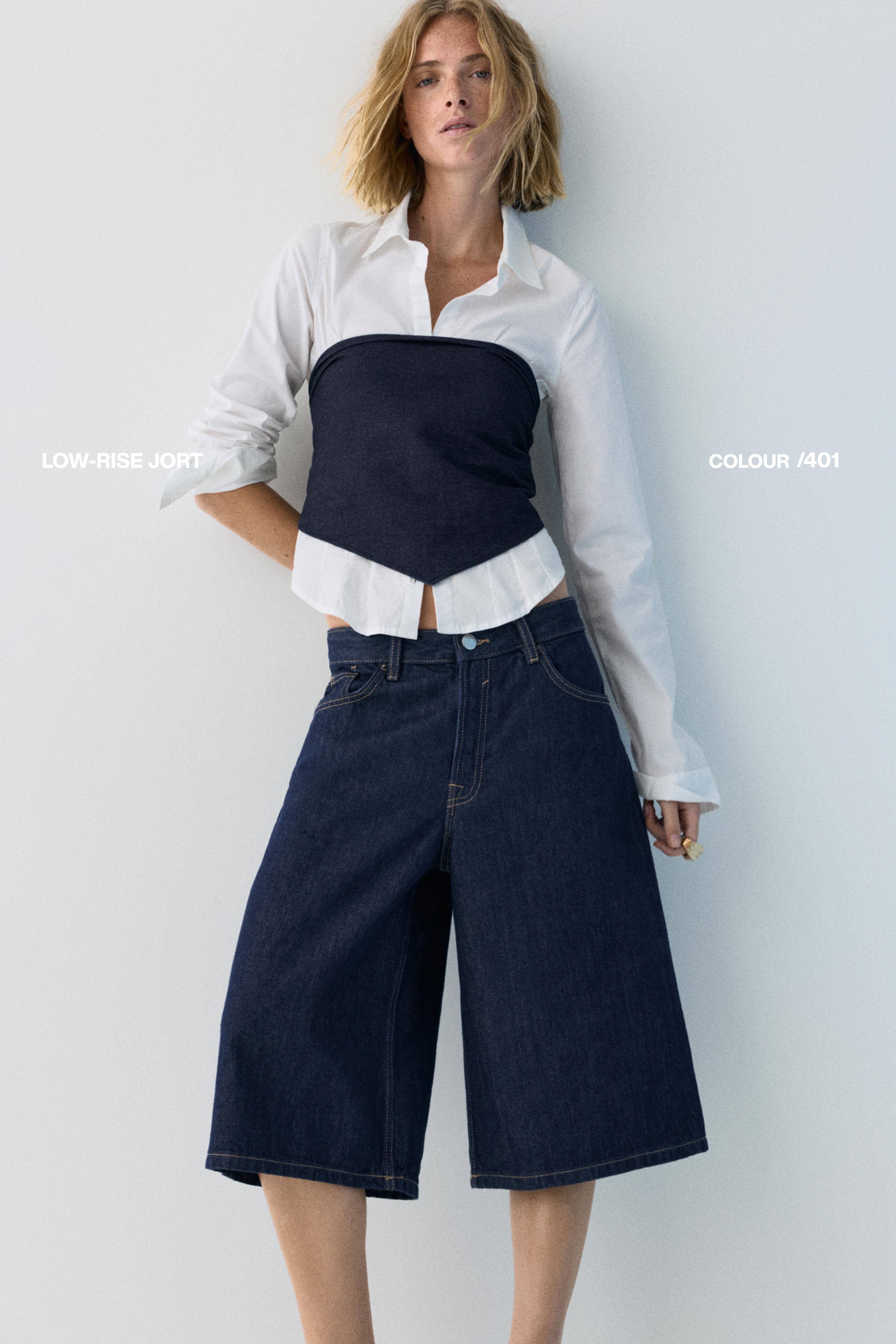 Low-rise denim jorts — Navy