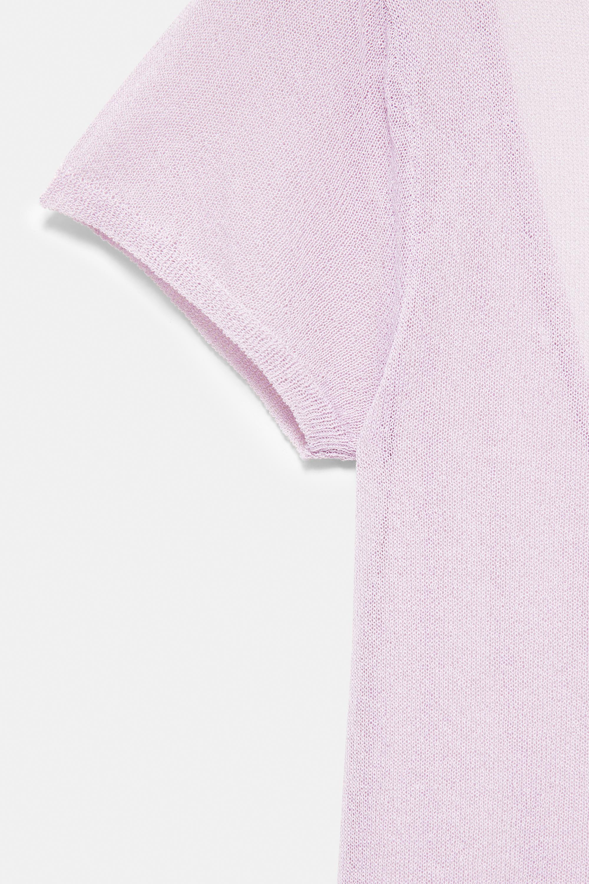 Short sleeve open-back knit top — Lilac