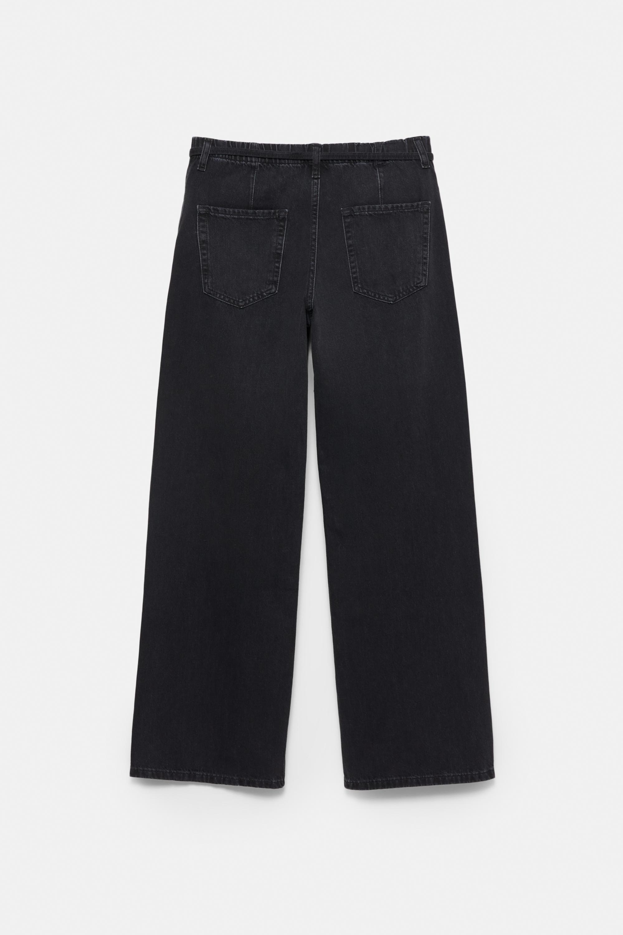 Baggy jeans with drawstring — Black