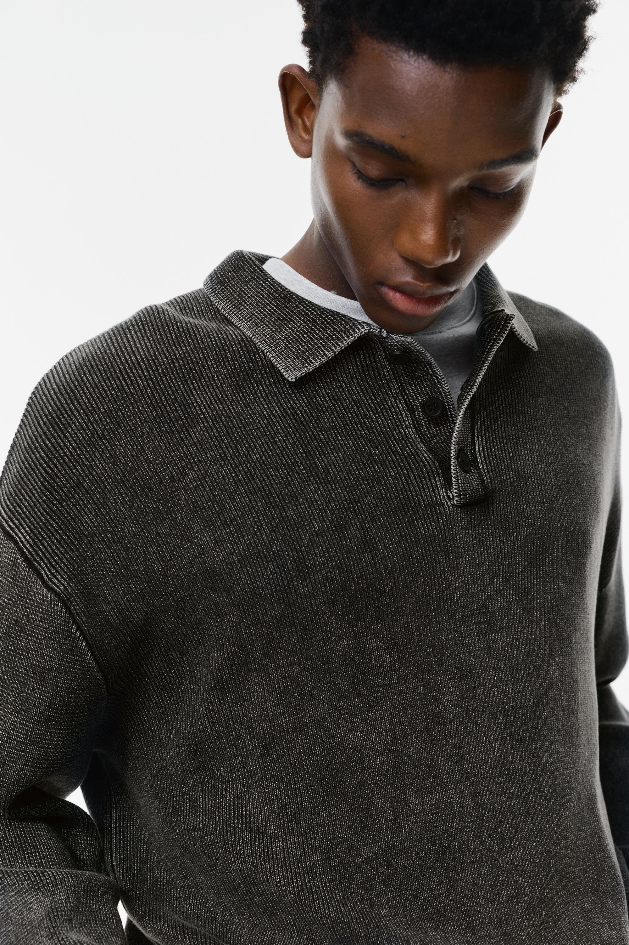 Acid wash knit polo shirt - Pull&Bear United States