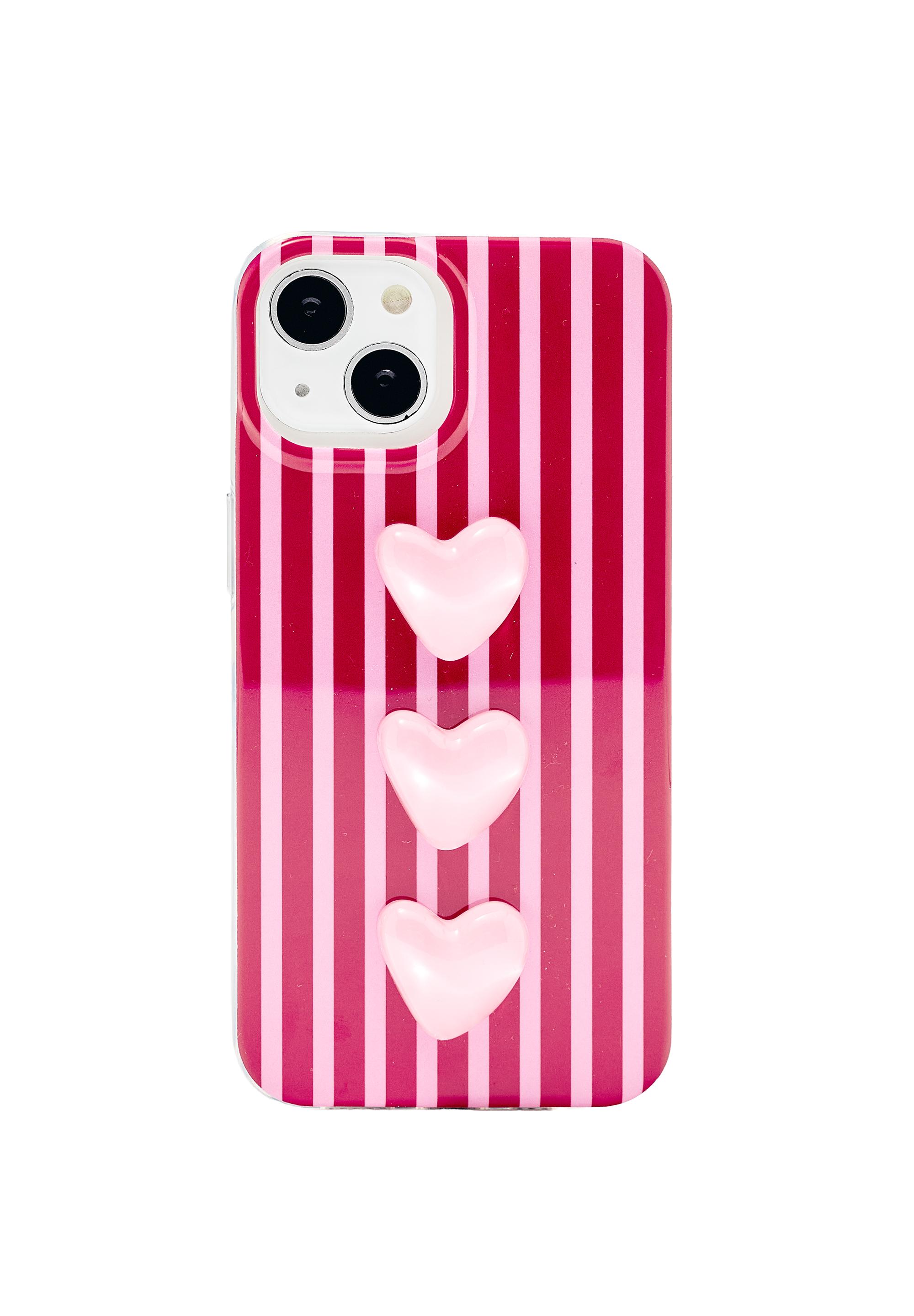 Striped heart iPhone case — Pink
