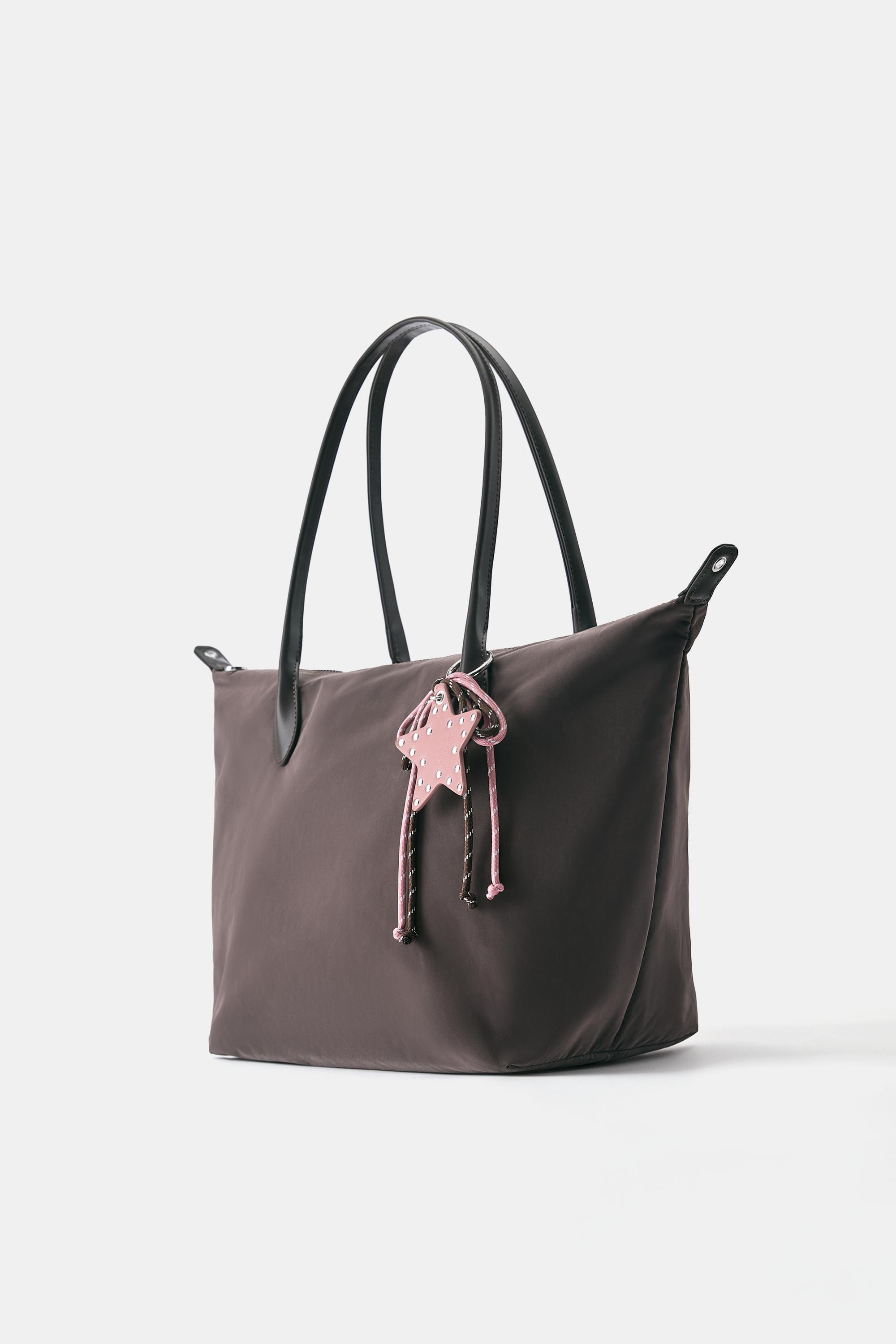 Embellished nylon tote bag — Brown