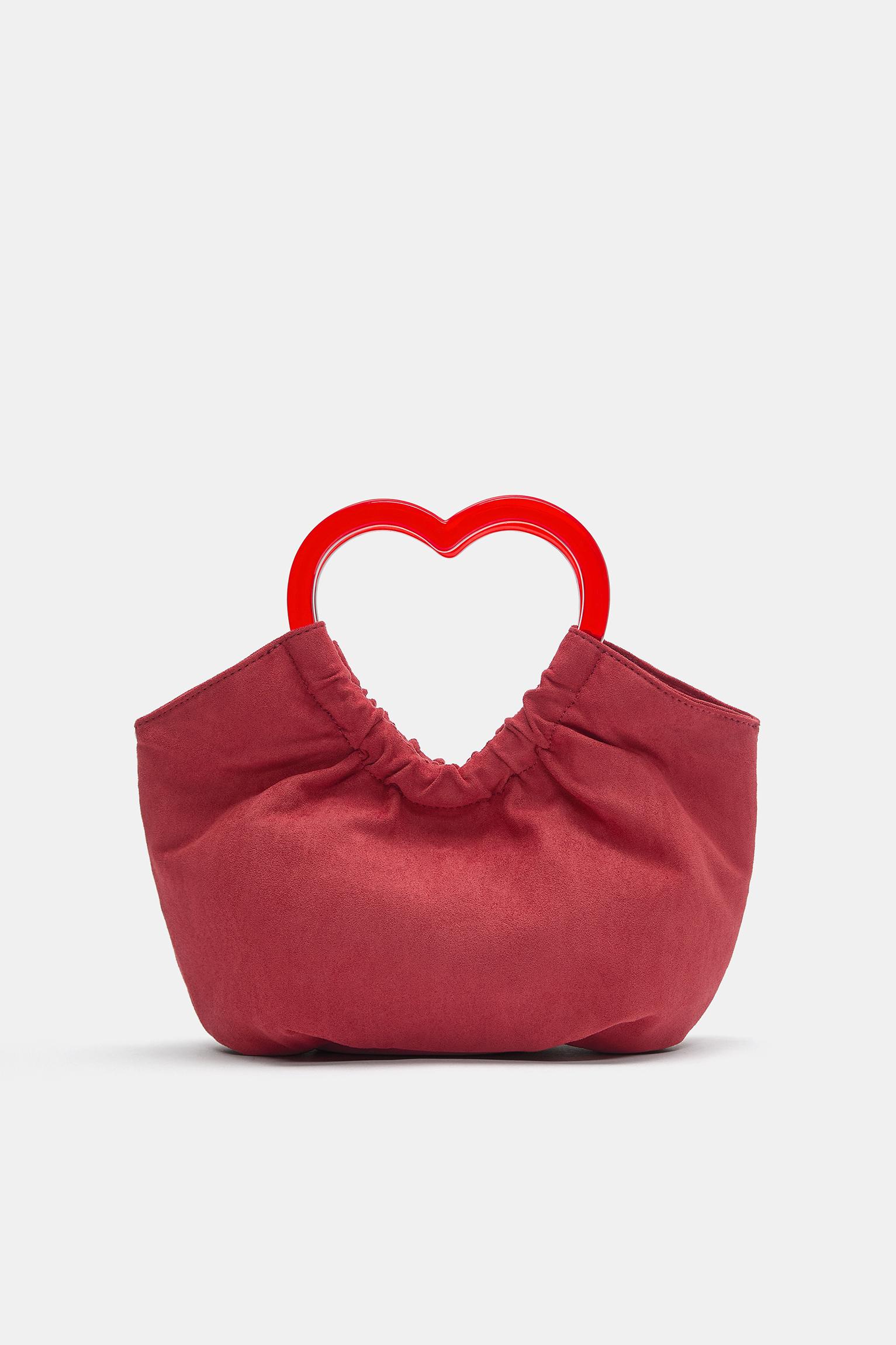 Heart-handle handbag — Red