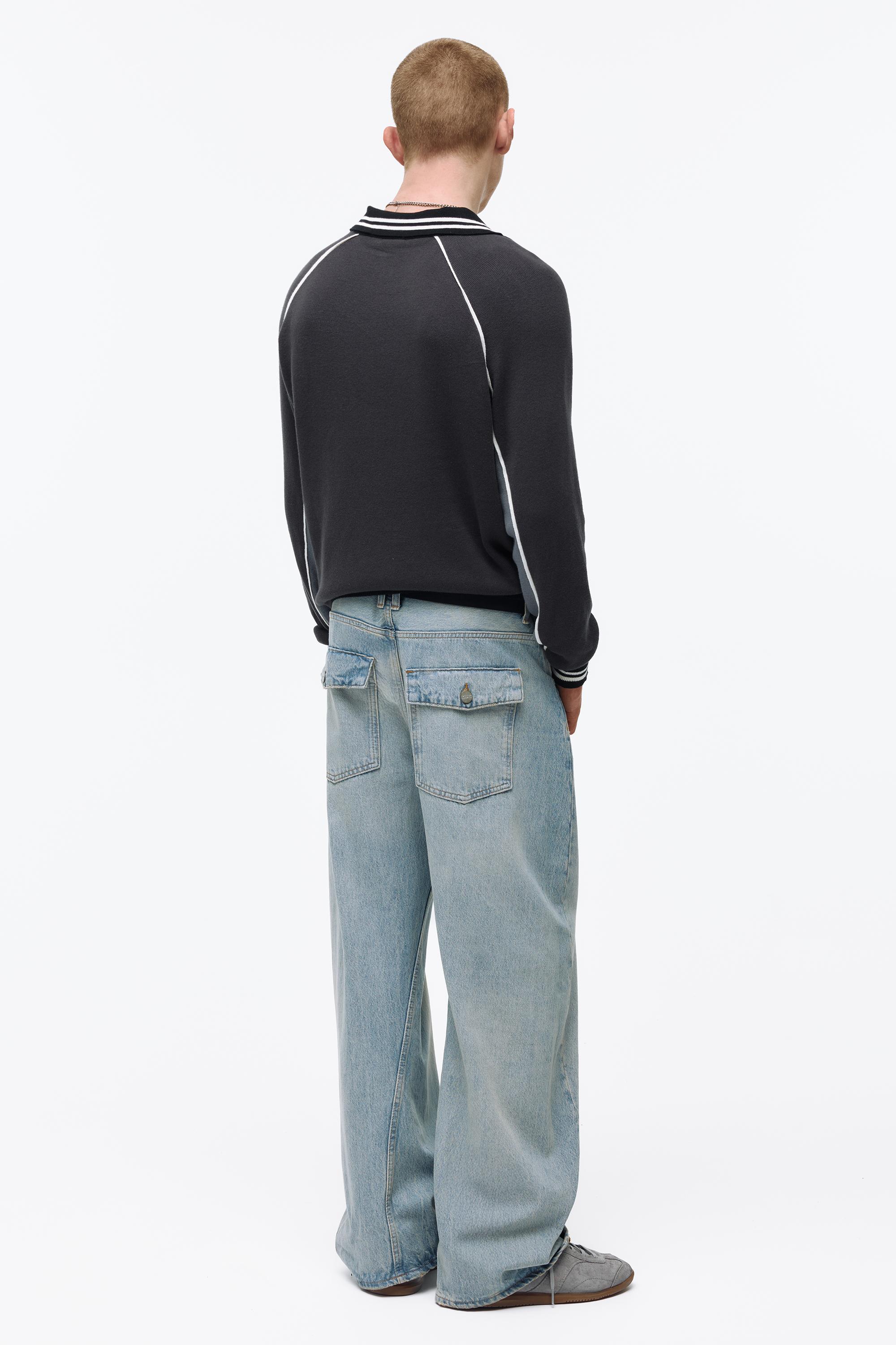 Long sleeve STWD polo shirt — Anthracite grey