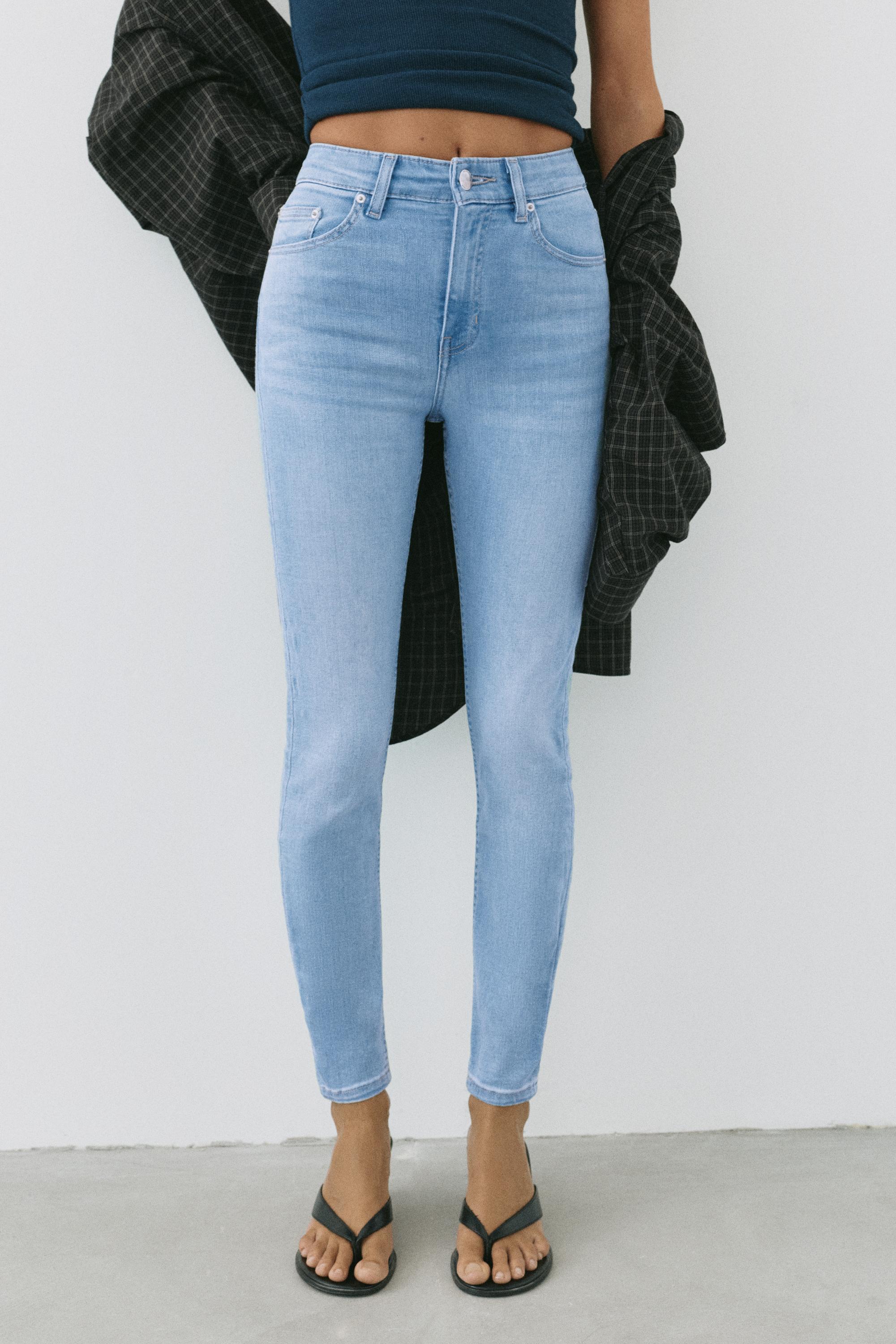 High-waist skinny jeans — Sky blue