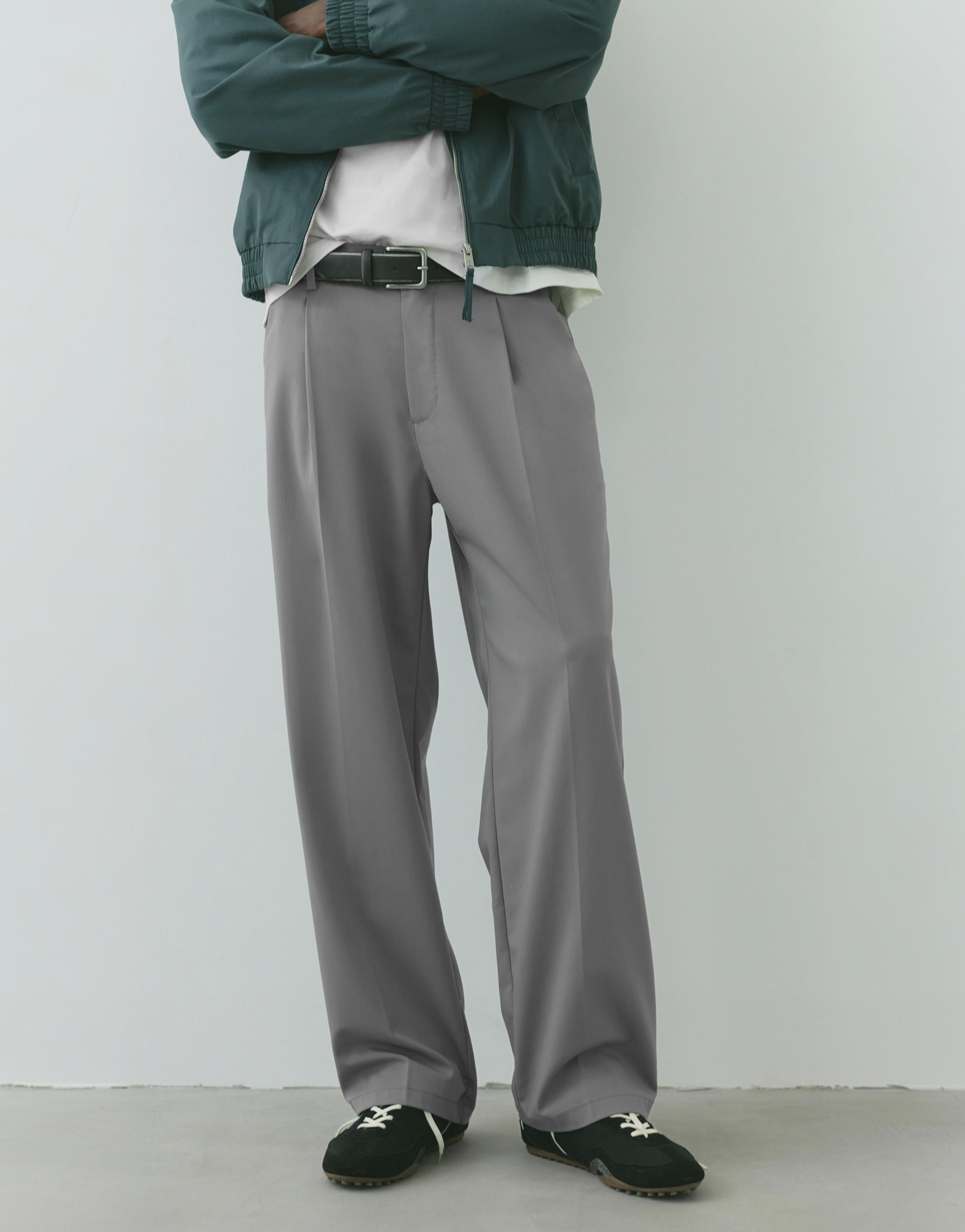 Wide-leg tailored trousers — Grey