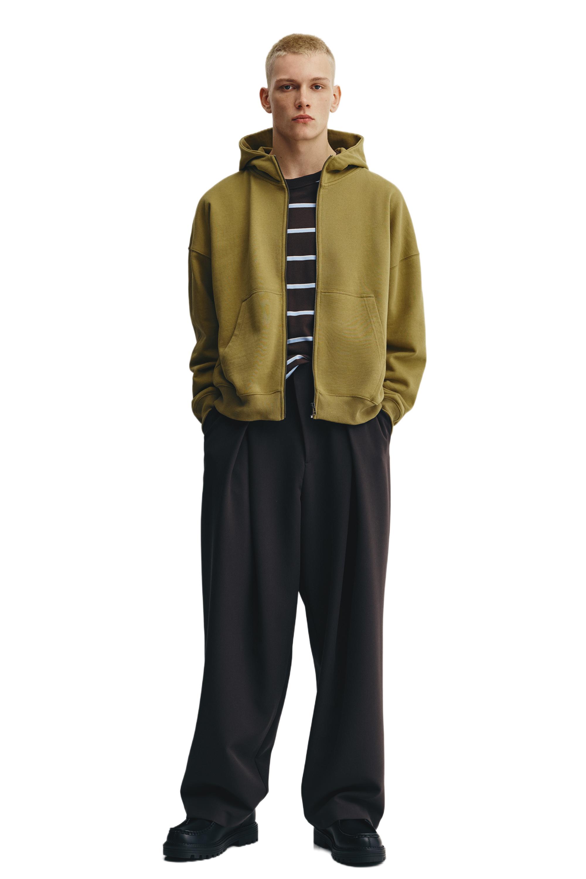 Boxy hoodie with zipper — Lime