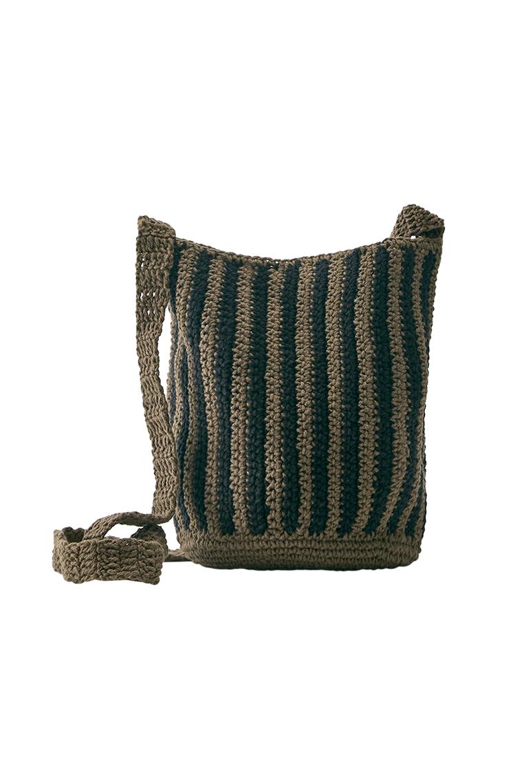 Crochet stripe crossbody bag — Green (alternate view)