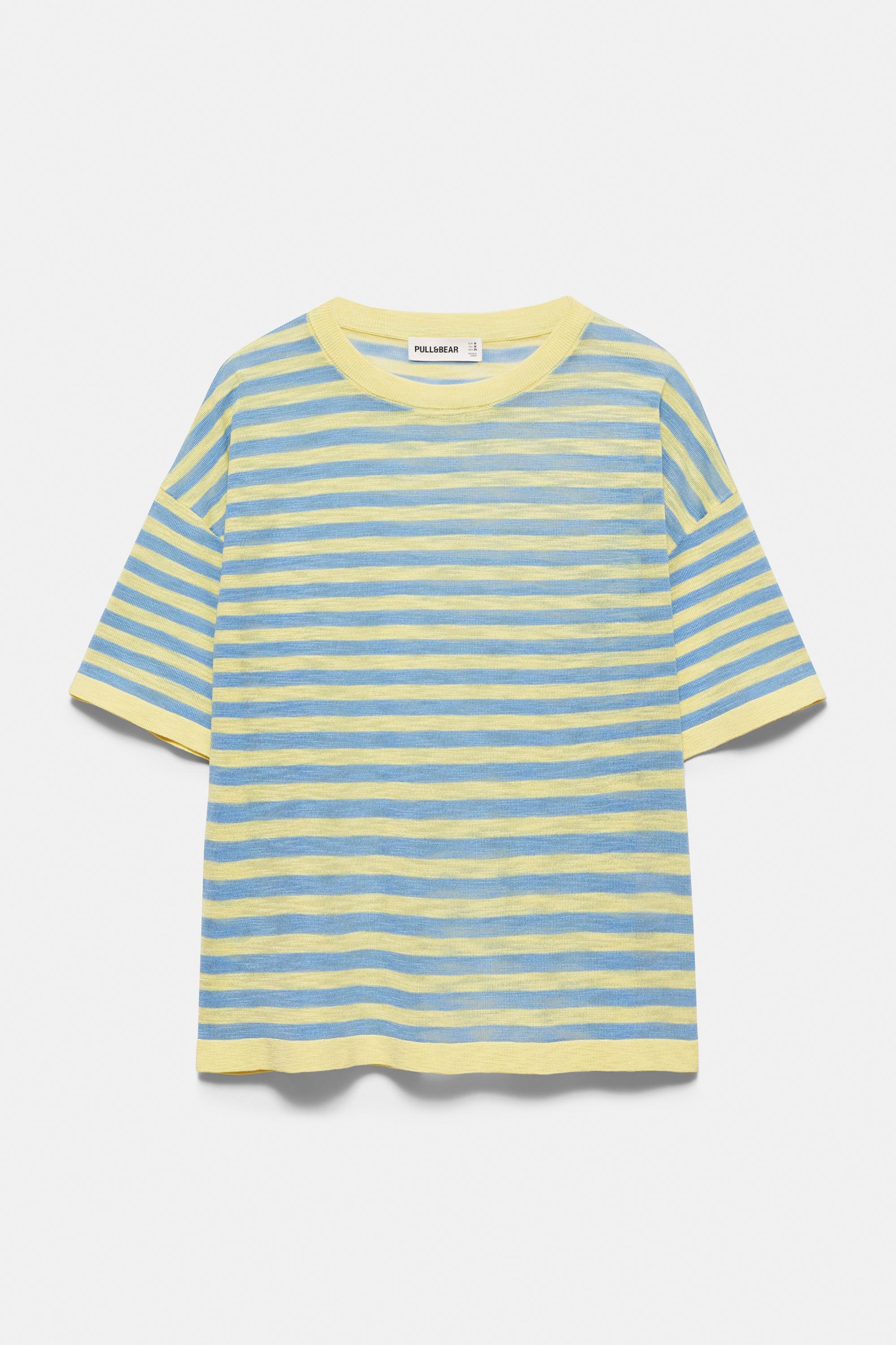 Striped knit T-shirt — Yellow