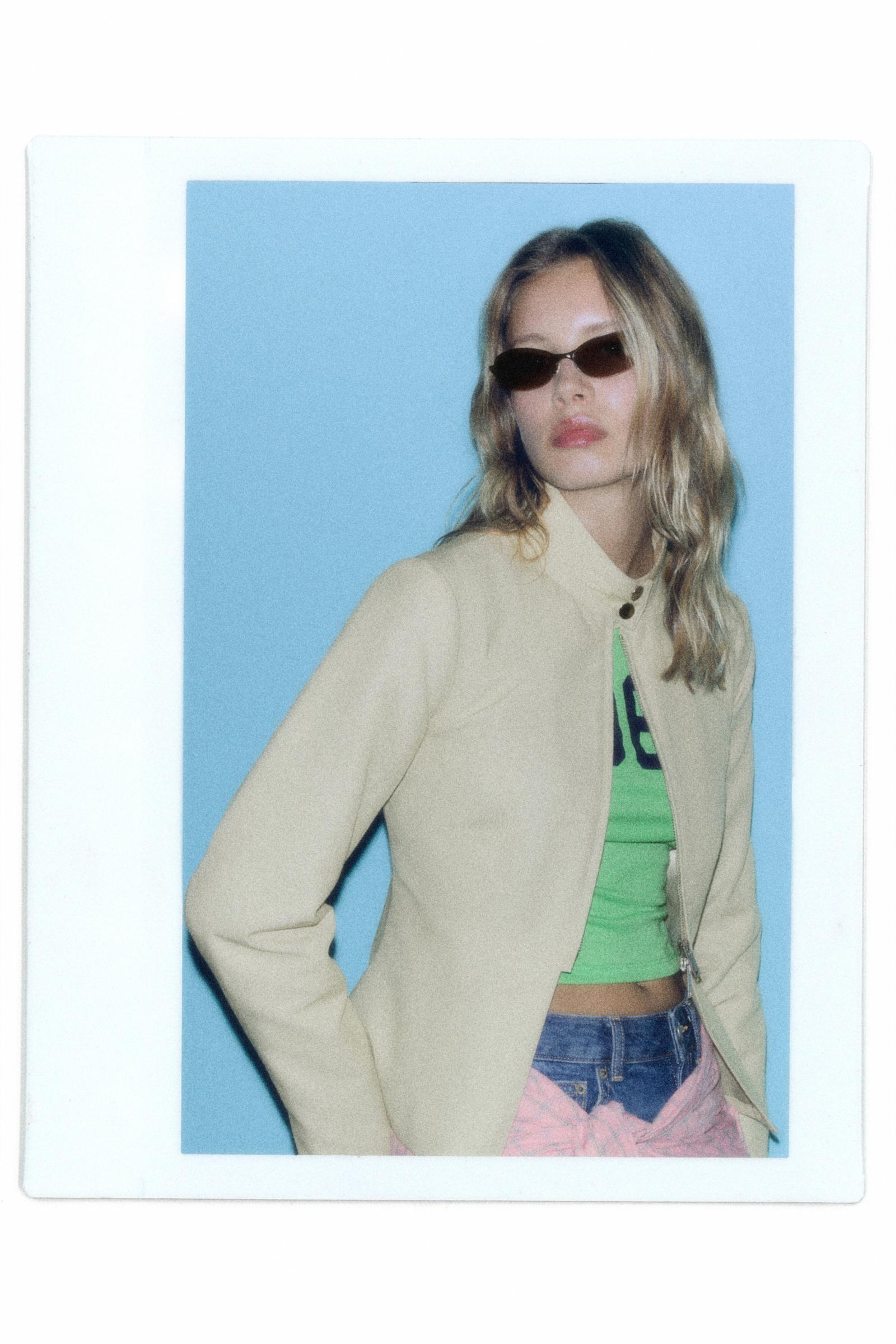 Fitted high neck jacket — Sand
