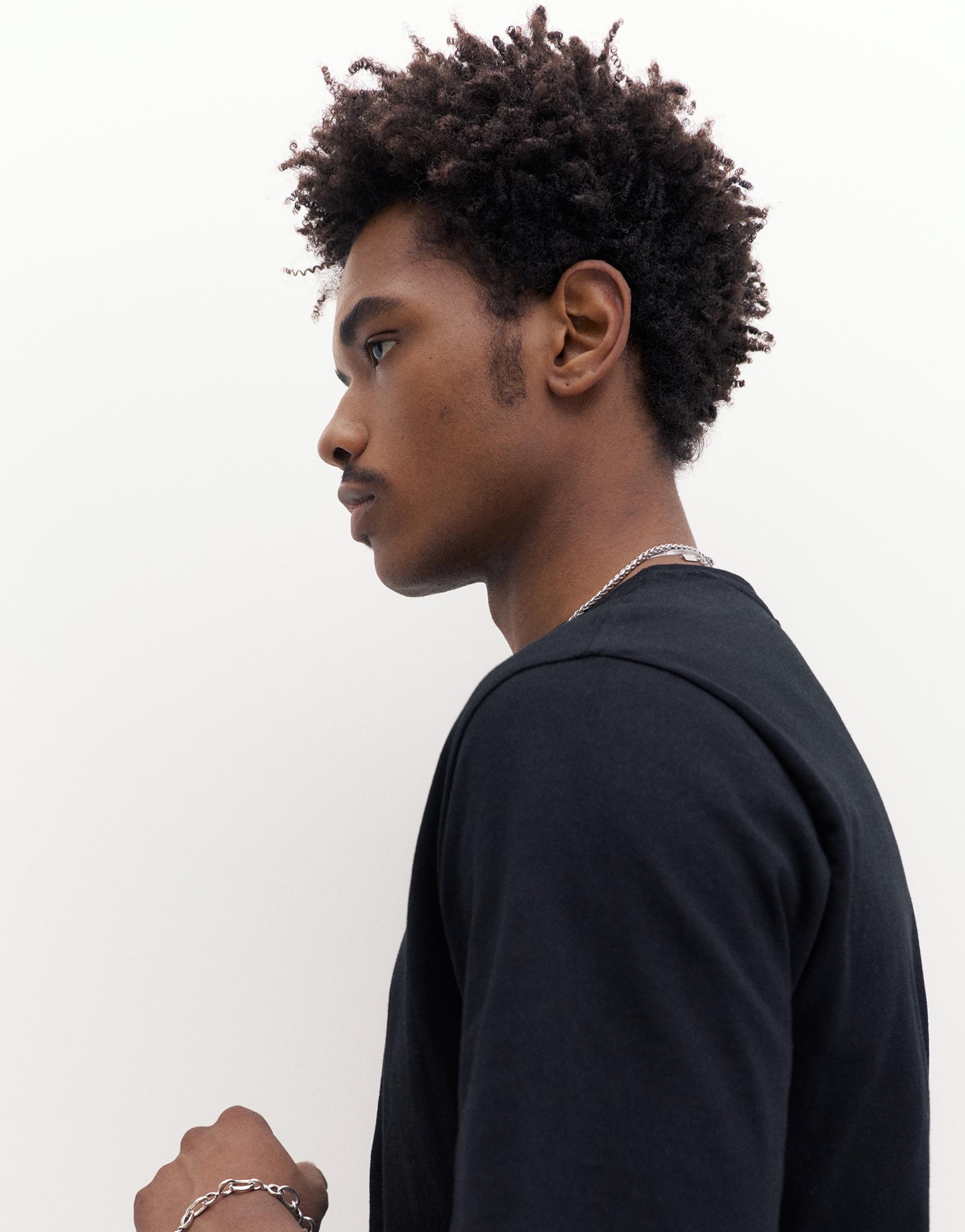 Basic short sleeve cotton T-shirt — Black
