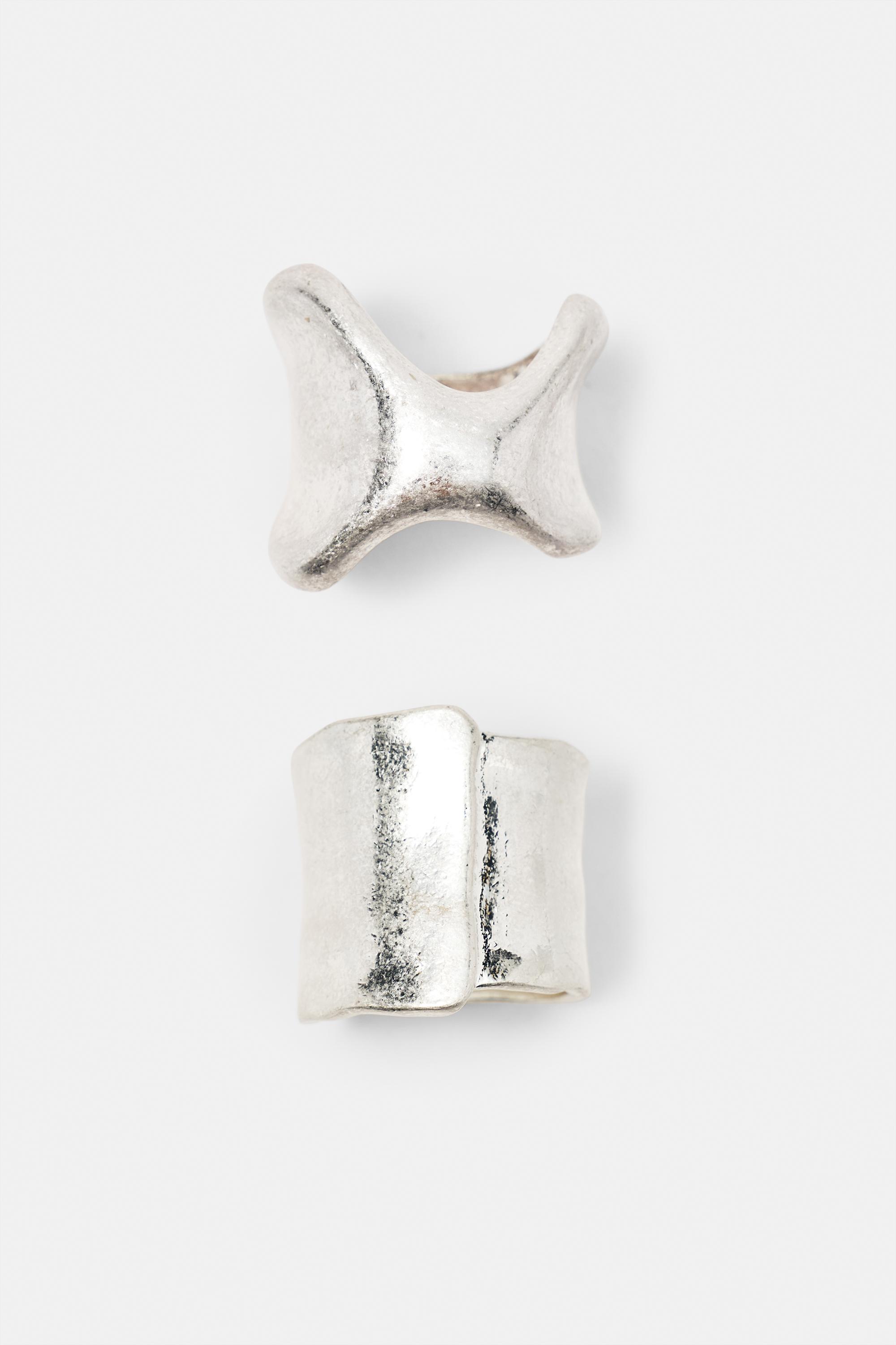 Pack of 2 irregular rings — Silver