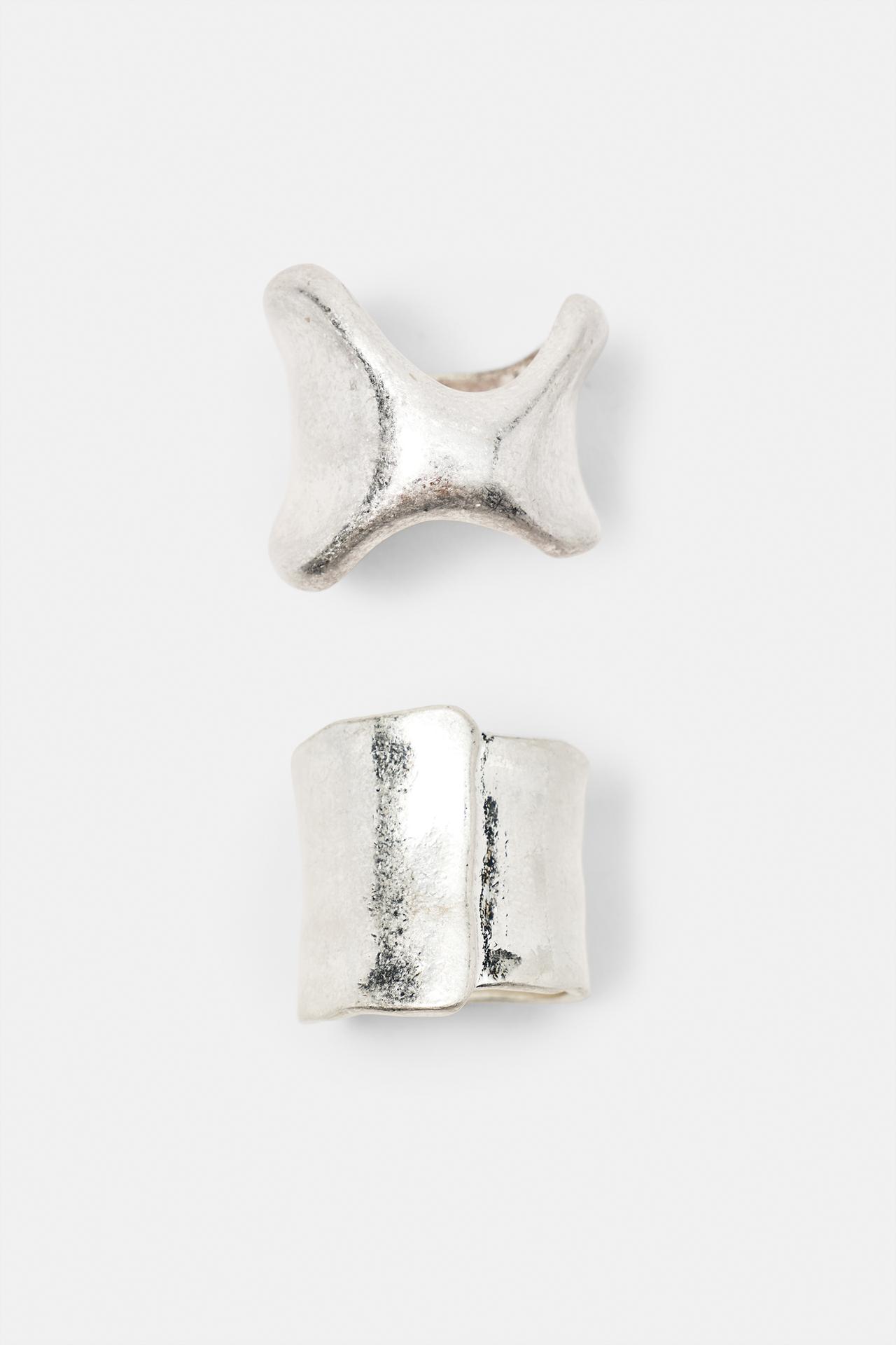 Pack of 2 irregular rings — Silver