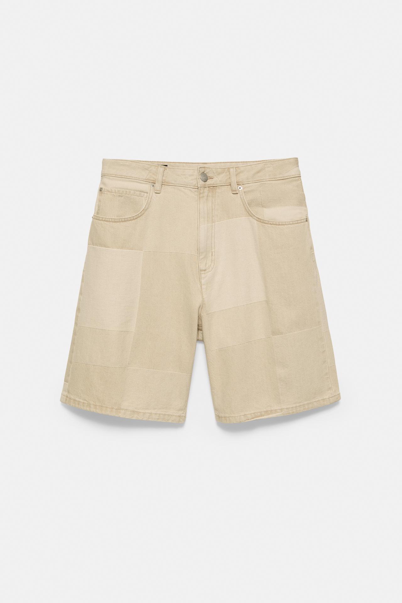 Jacquard denim Bermuda shorts — Medium ecru