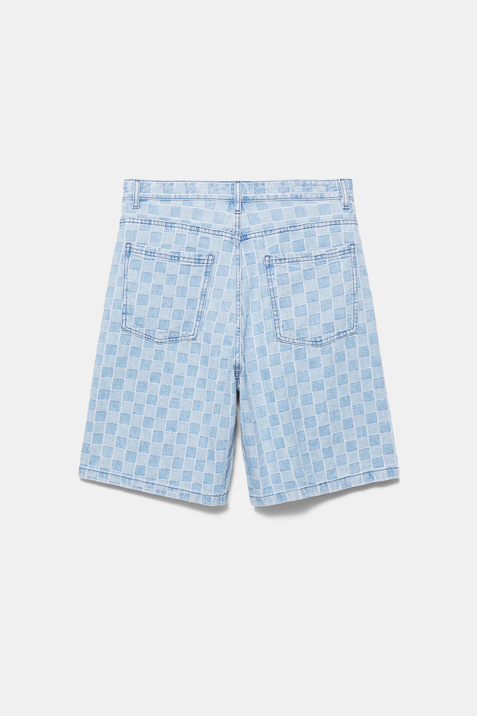 Kareli denim bermuda - Görsel 4