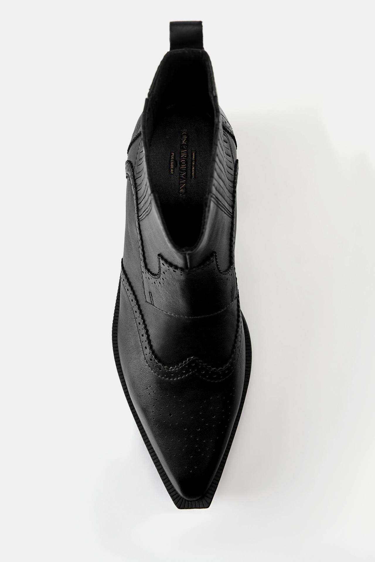 Leather cowboy ankle boots — Black