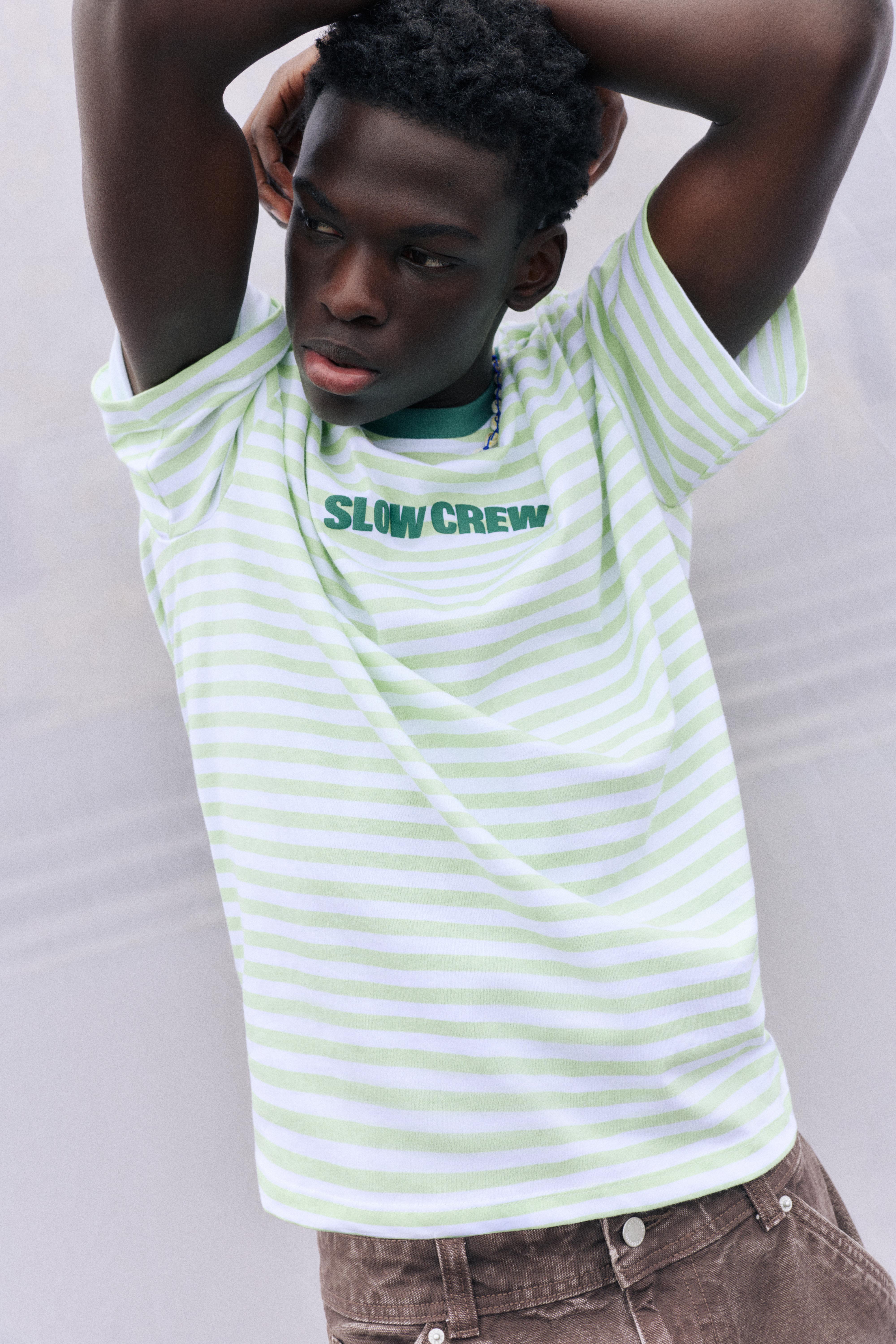 STWD boxy striped T-shirt — Green