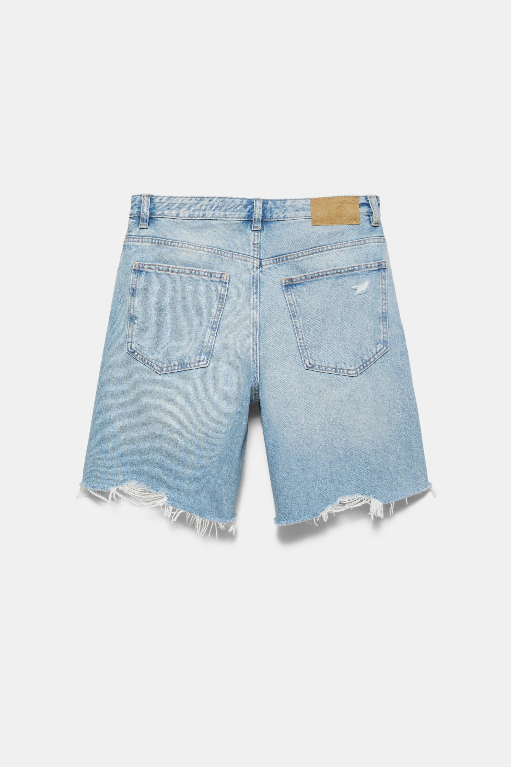Straight-leg denim Bermuda shorts — Pale indigo
