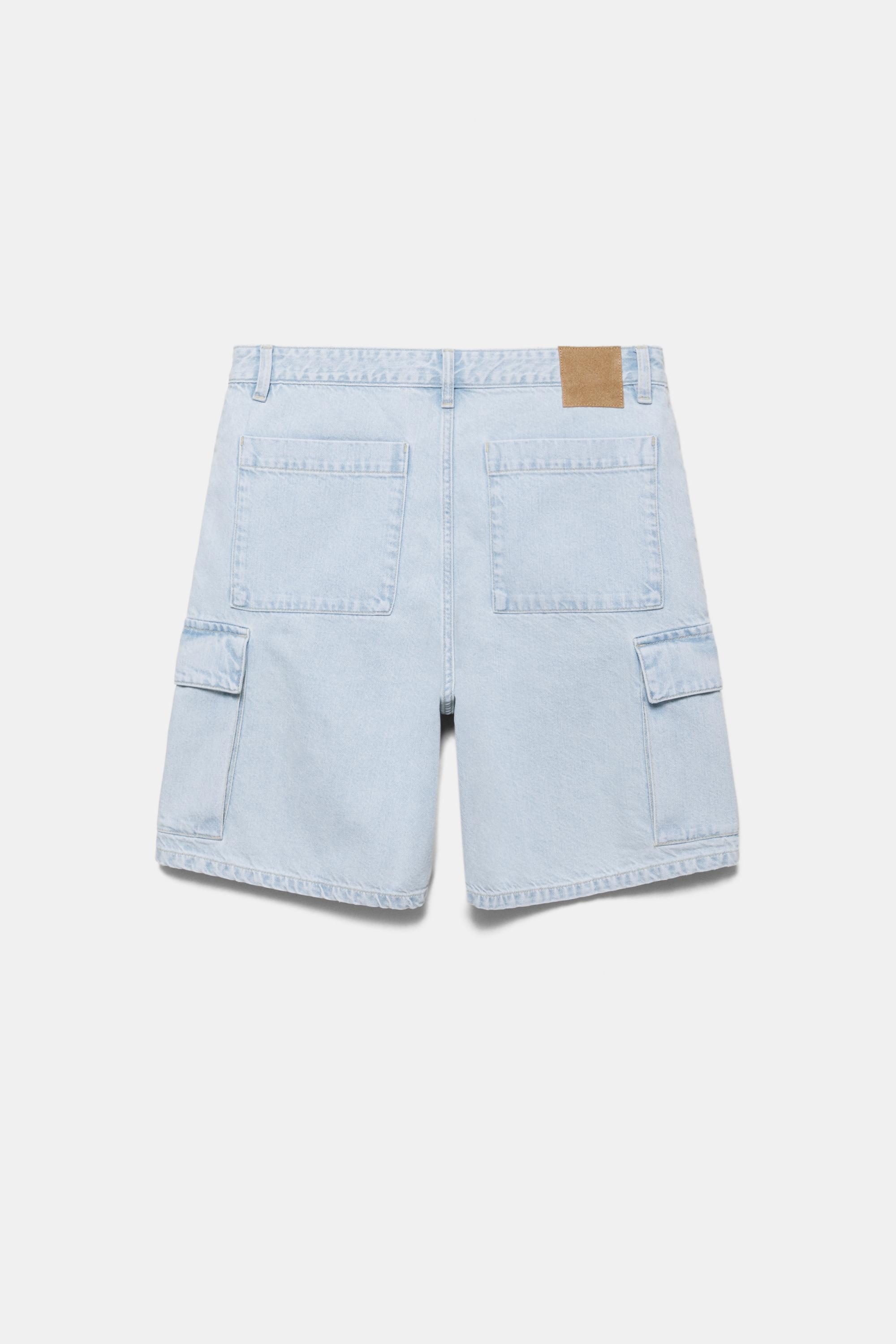 Baggy cargo Bermuda shorts — Pale indigo