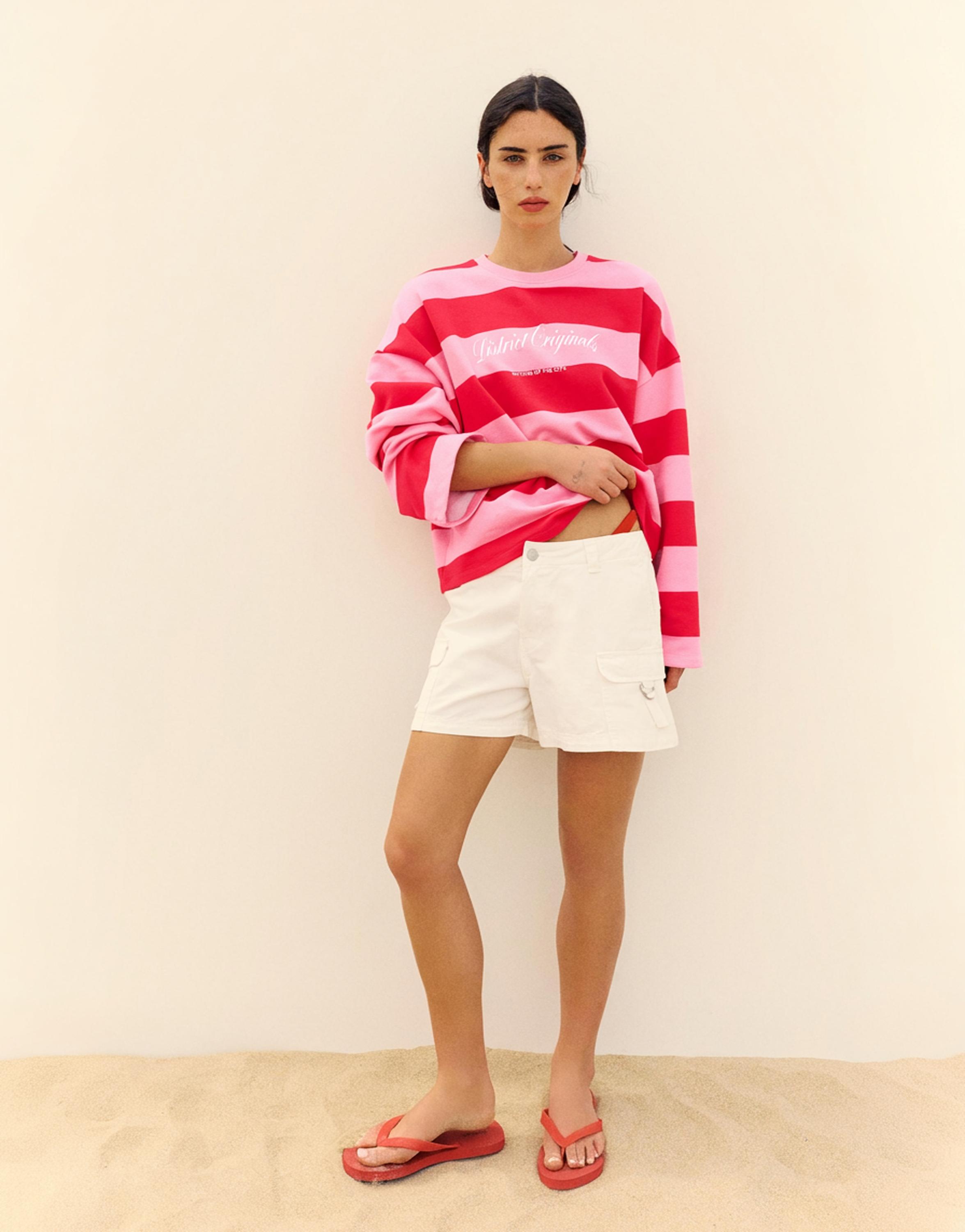 Oversize striped sweatshirt — Red