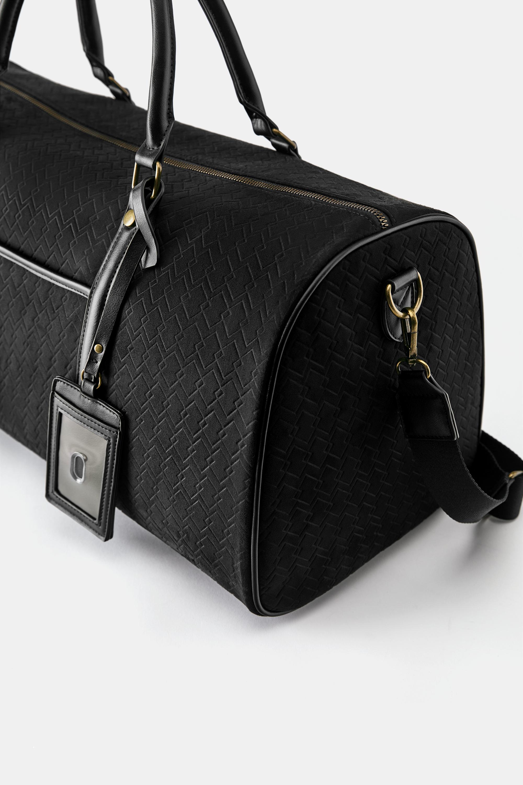 Embellished embossed bowling bag — Black