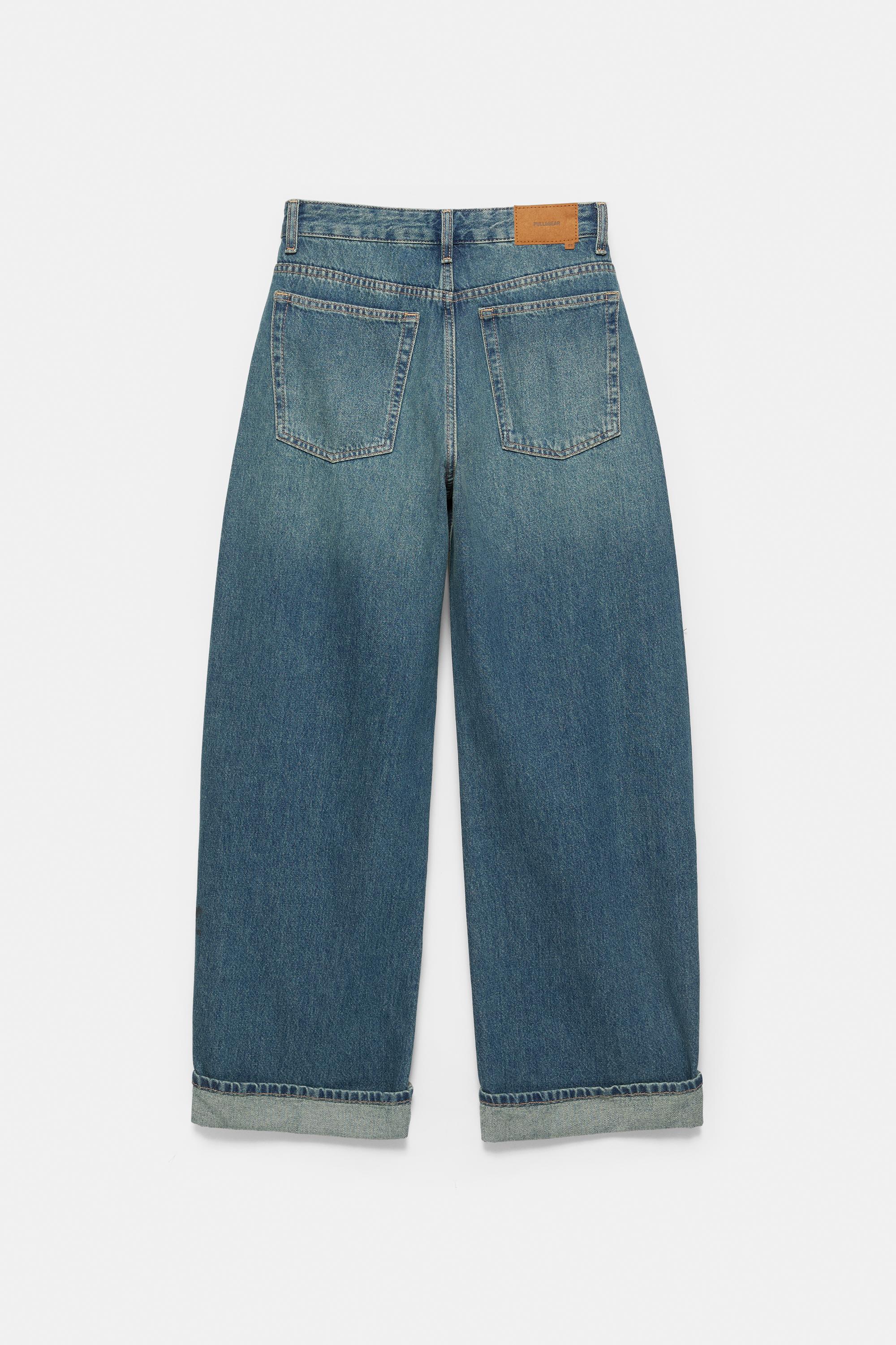 Balloon fit baggy jeans with turn-up hems — Dark blue