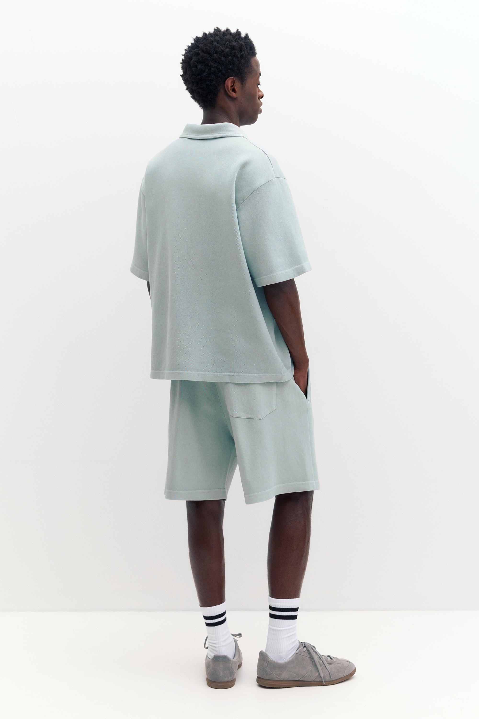 Short sleeve piqué polo shirt — Bluish grey