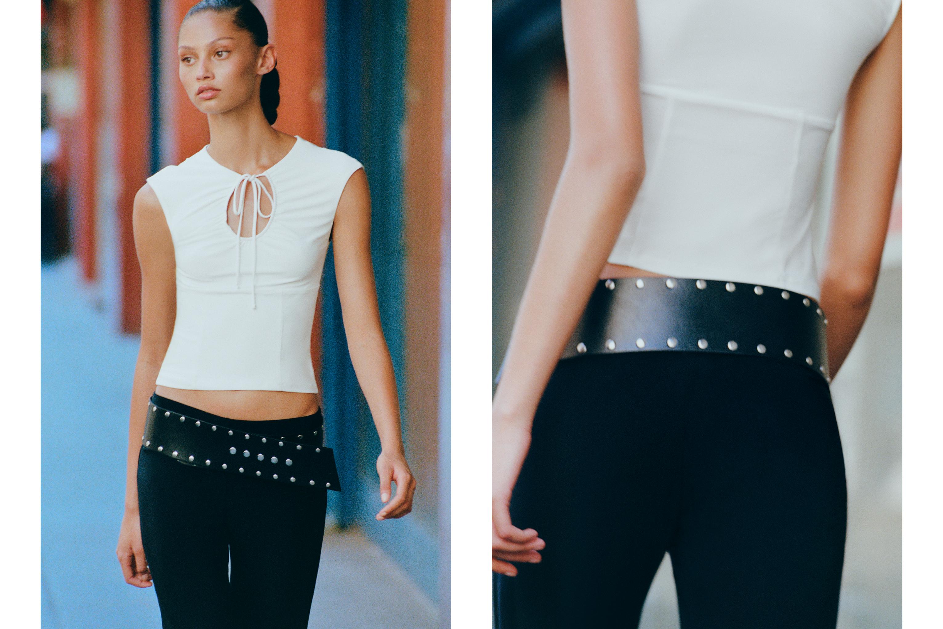 Studded cummerbund belt — Black