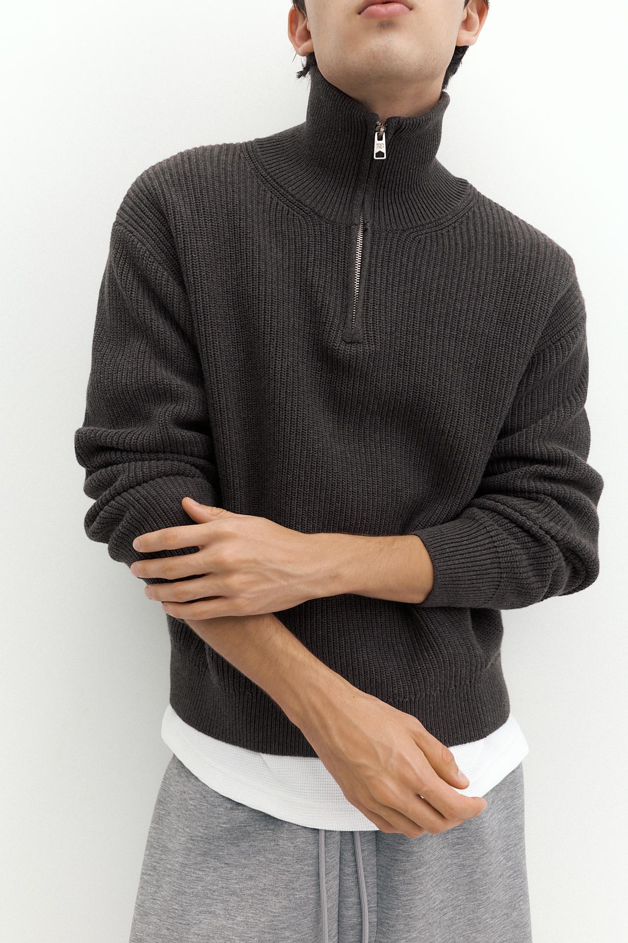 Quarter-zip jumper — Dark anthracite