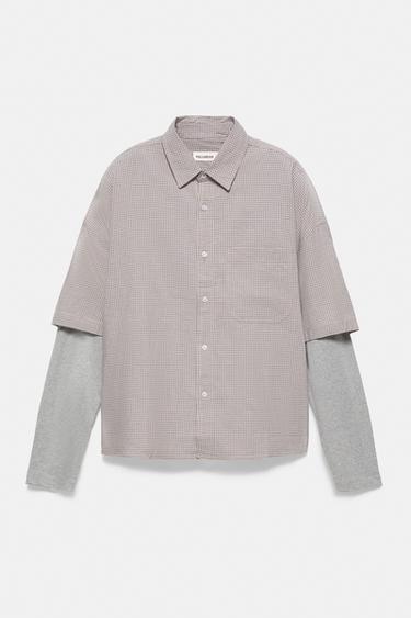 Double sleeve check shirt — Sand/Blue 4