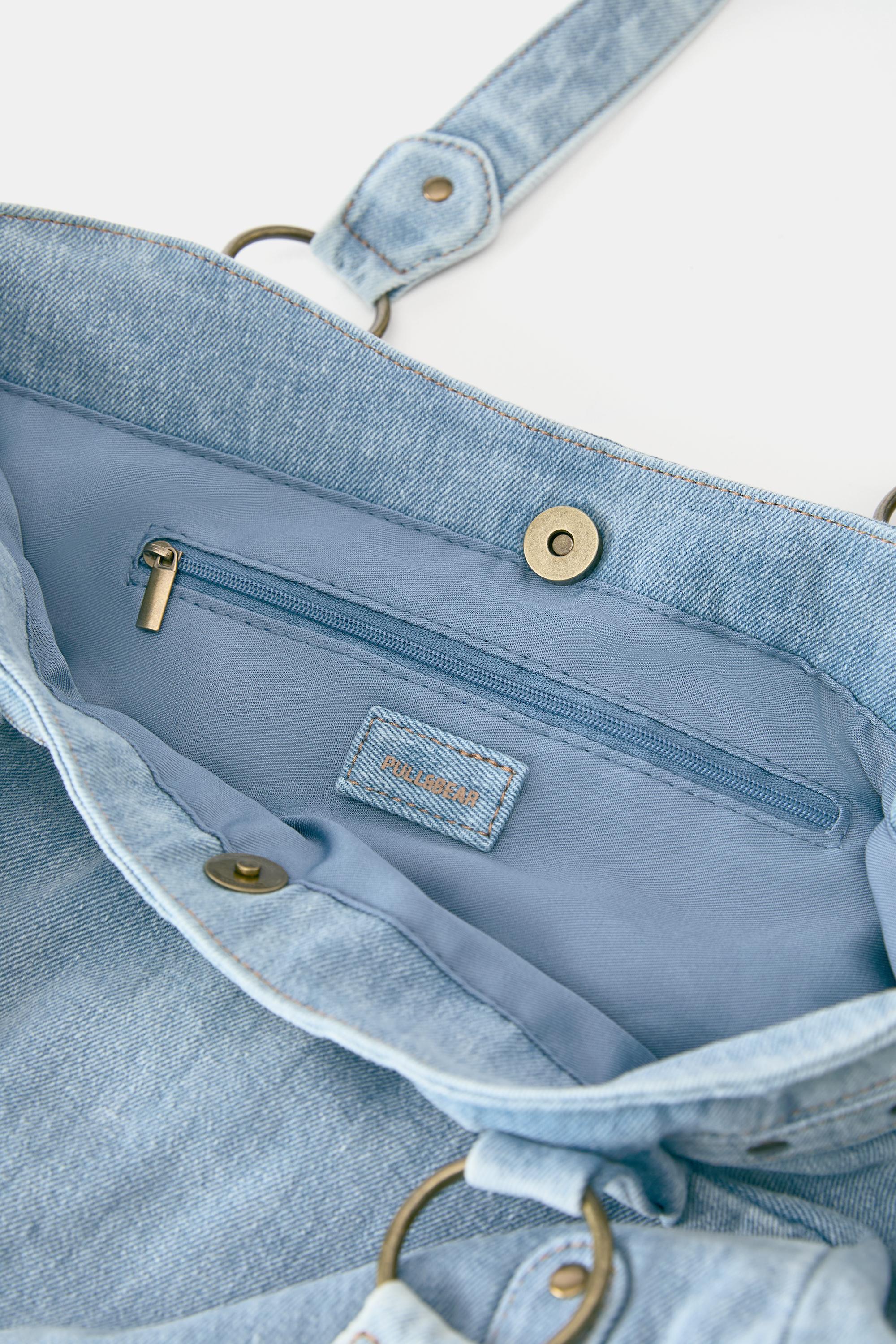 Denim tote bag with ring details — Jeans
