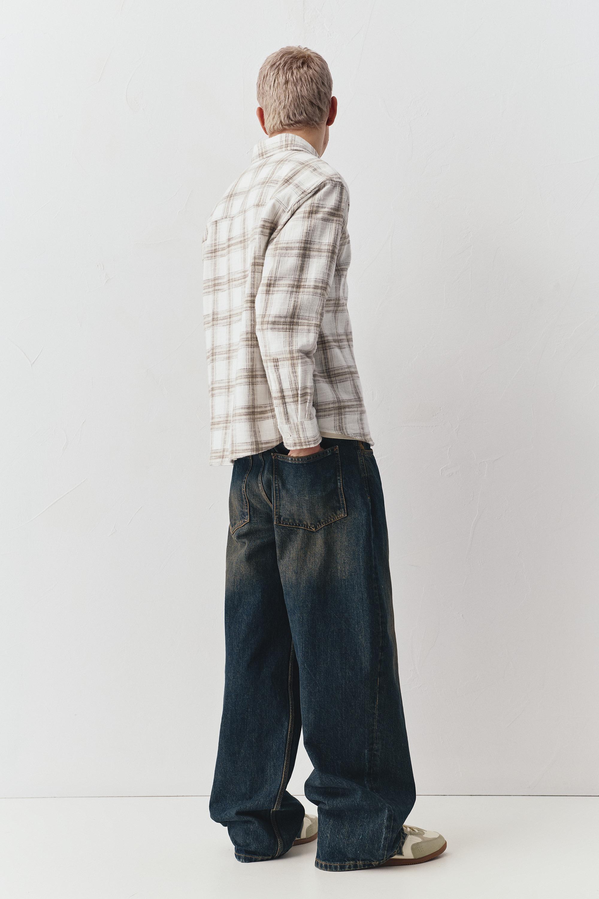 Kareli uzun kollu gömlek - Görsel 9