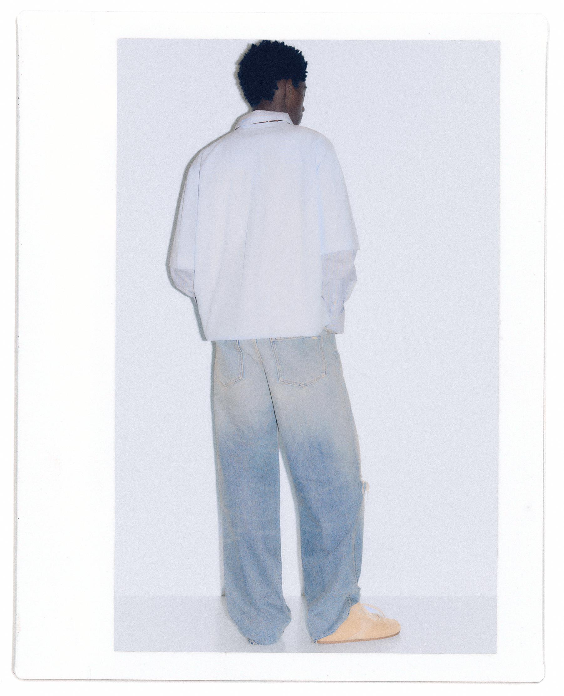 Ripped straight-leg jeans — Medium blue
