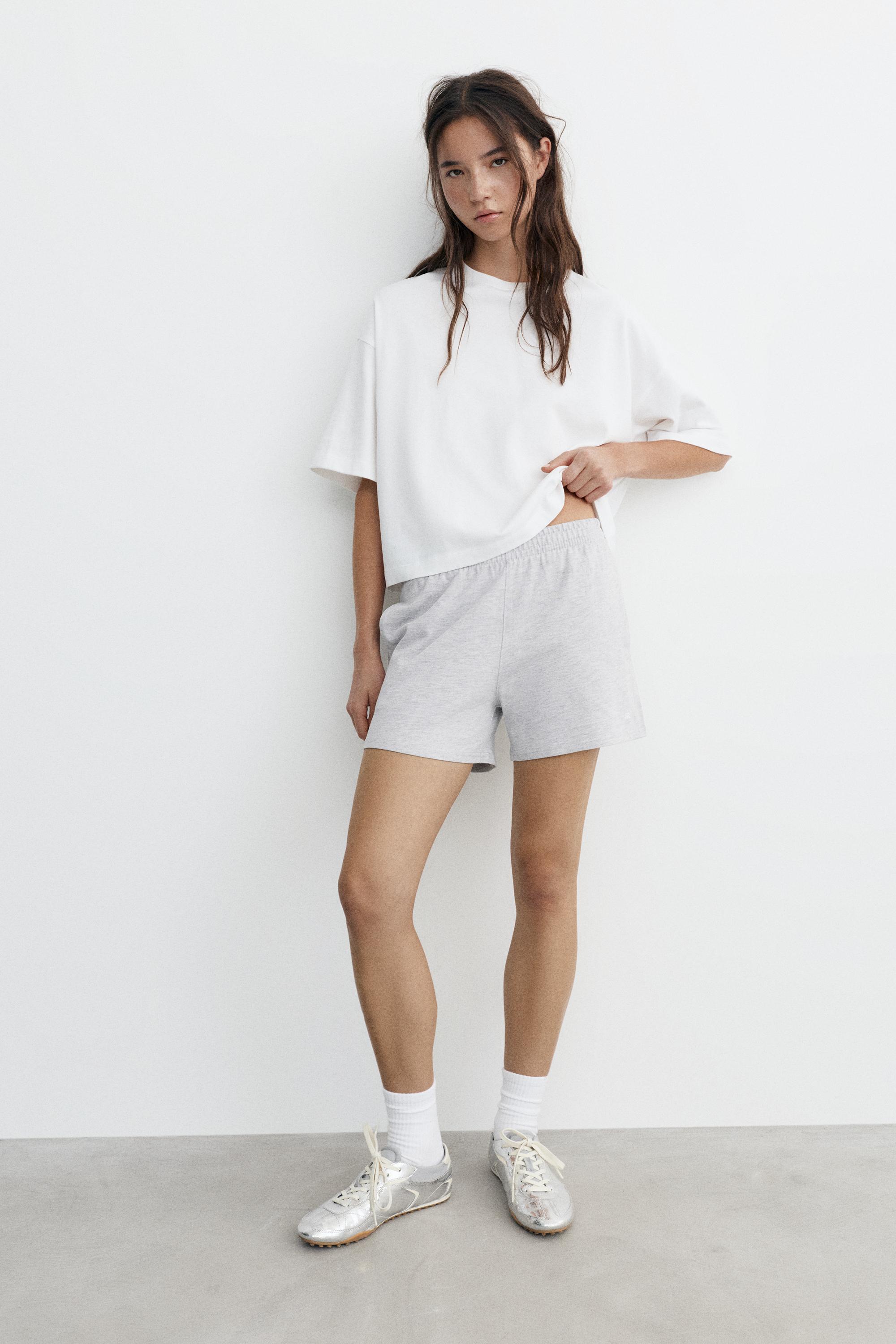 Sports shorts with side stripes — Grey marl