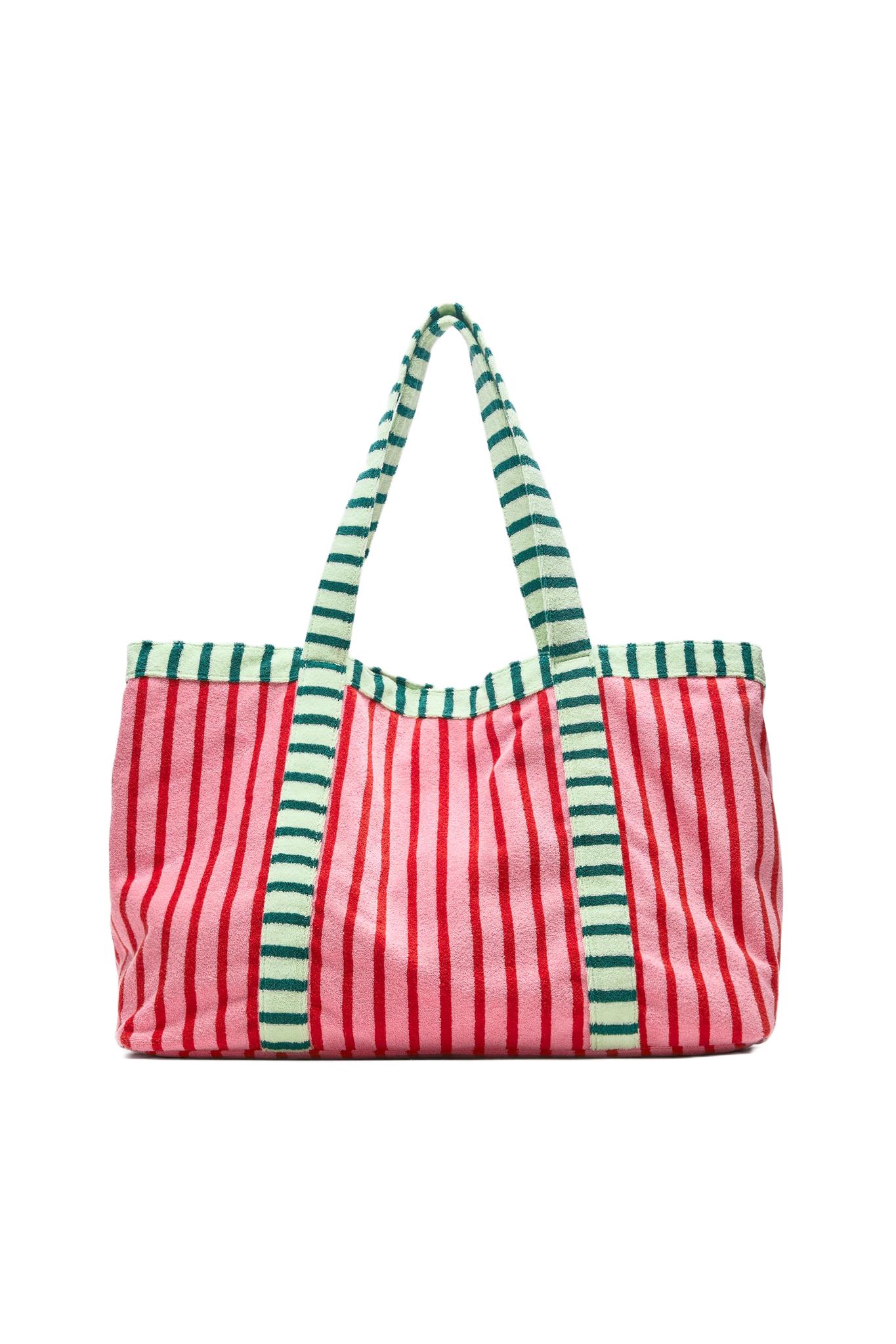 Pull&Bear Çizgili havlu kumaş shopper çanta görsel 7