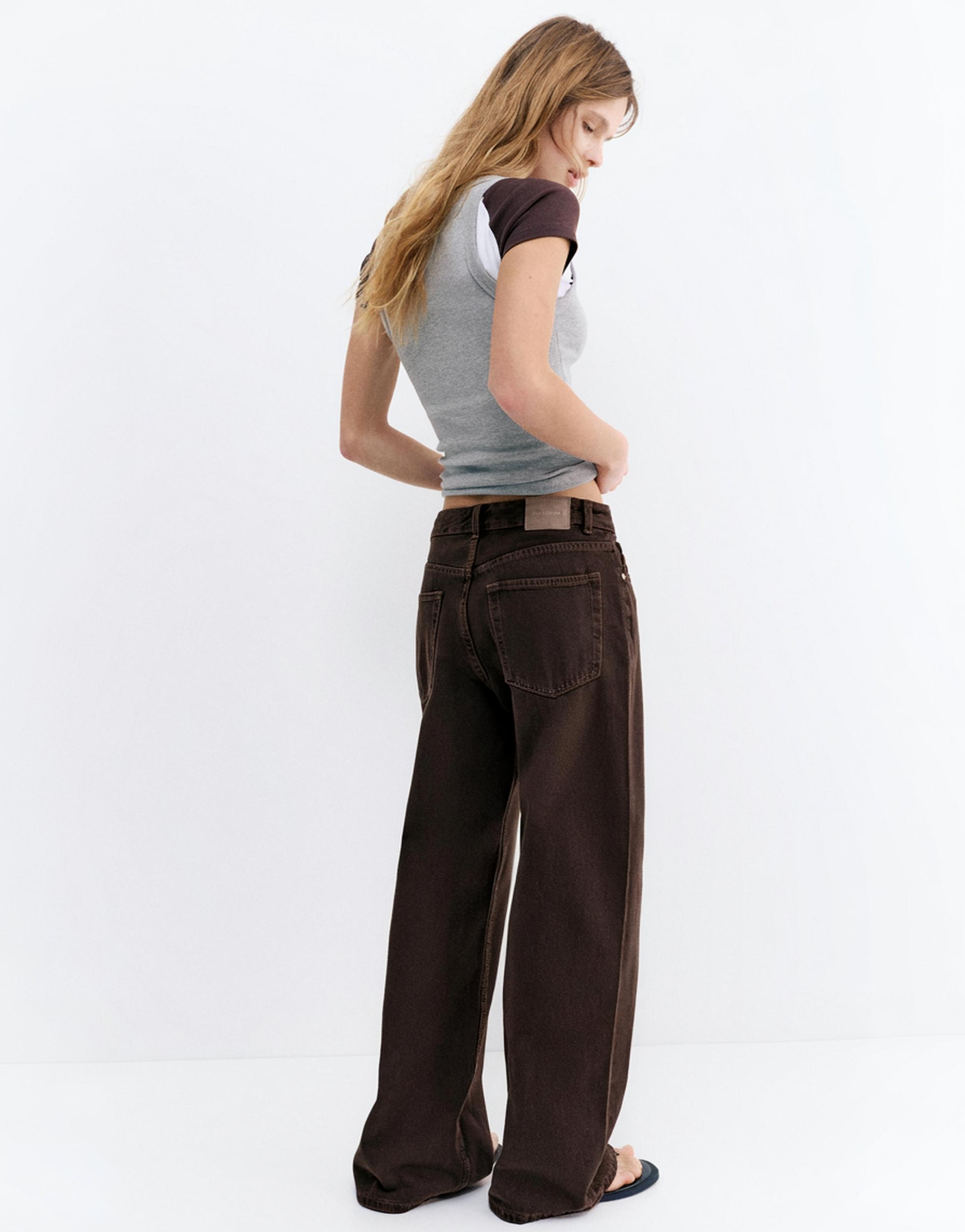 Mid-rise baggy jeans — Brown