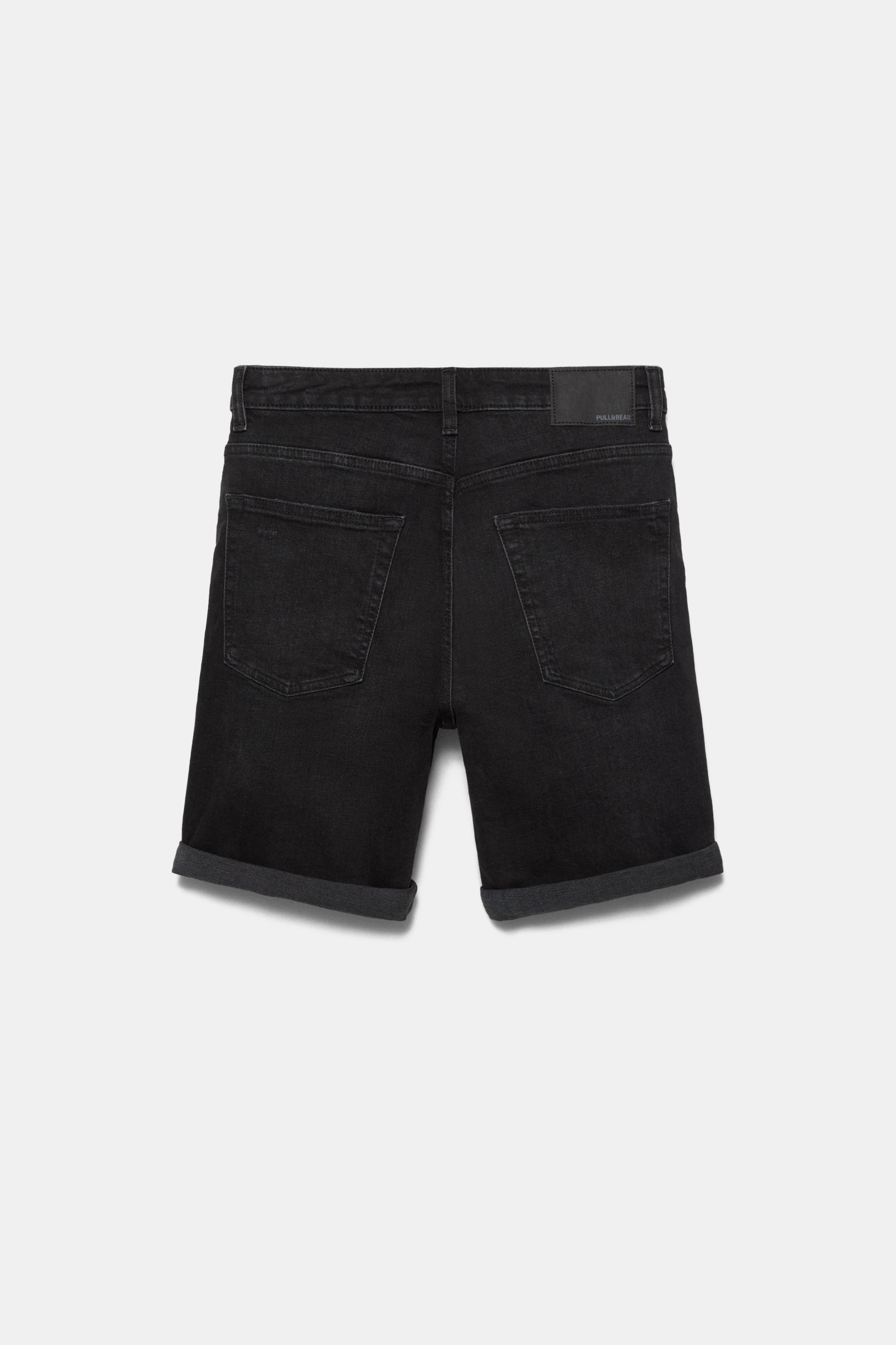 Ripped denim Bermuda shorts — Faded black